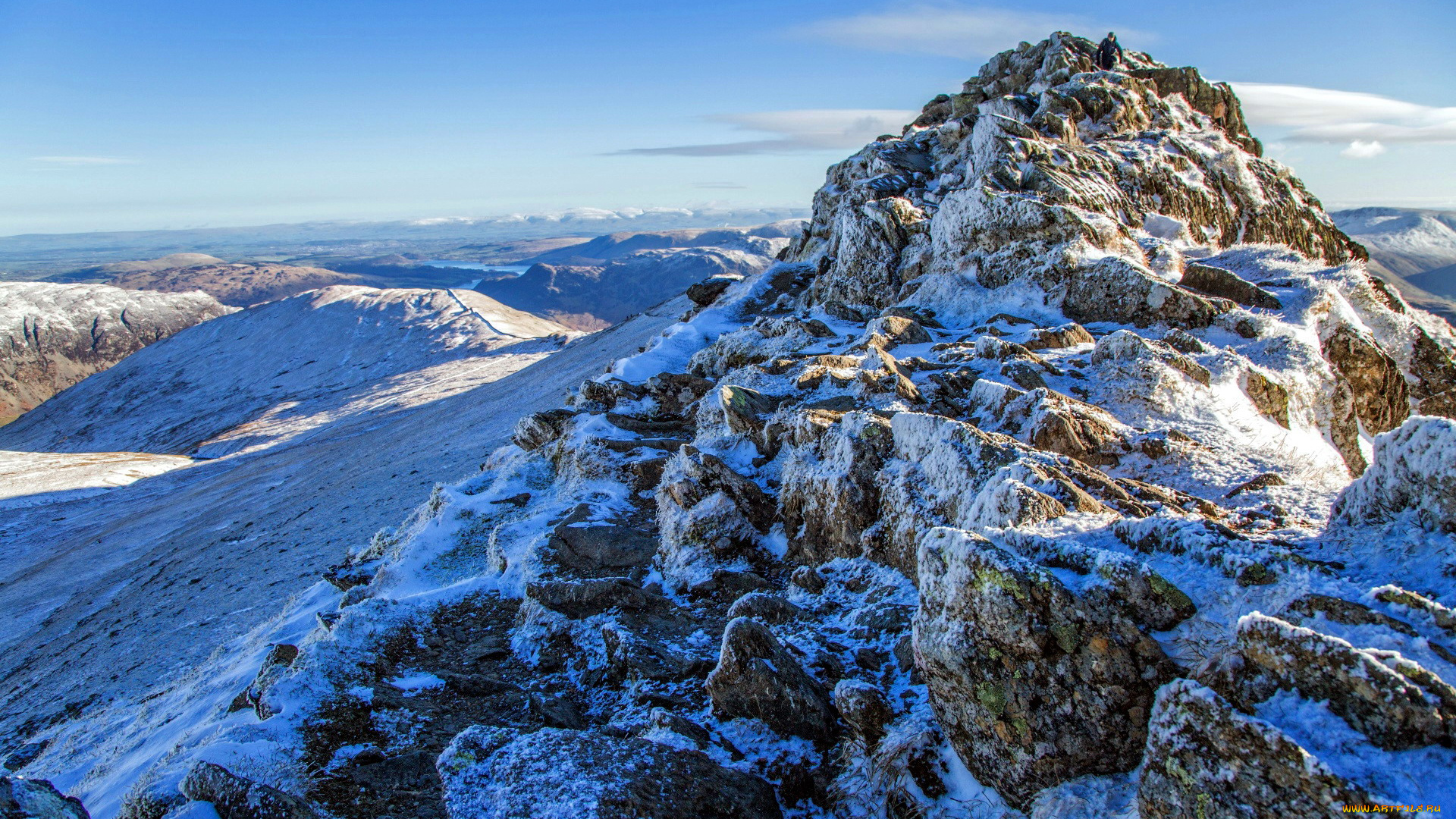 природа, горы, снег, вершина, гора