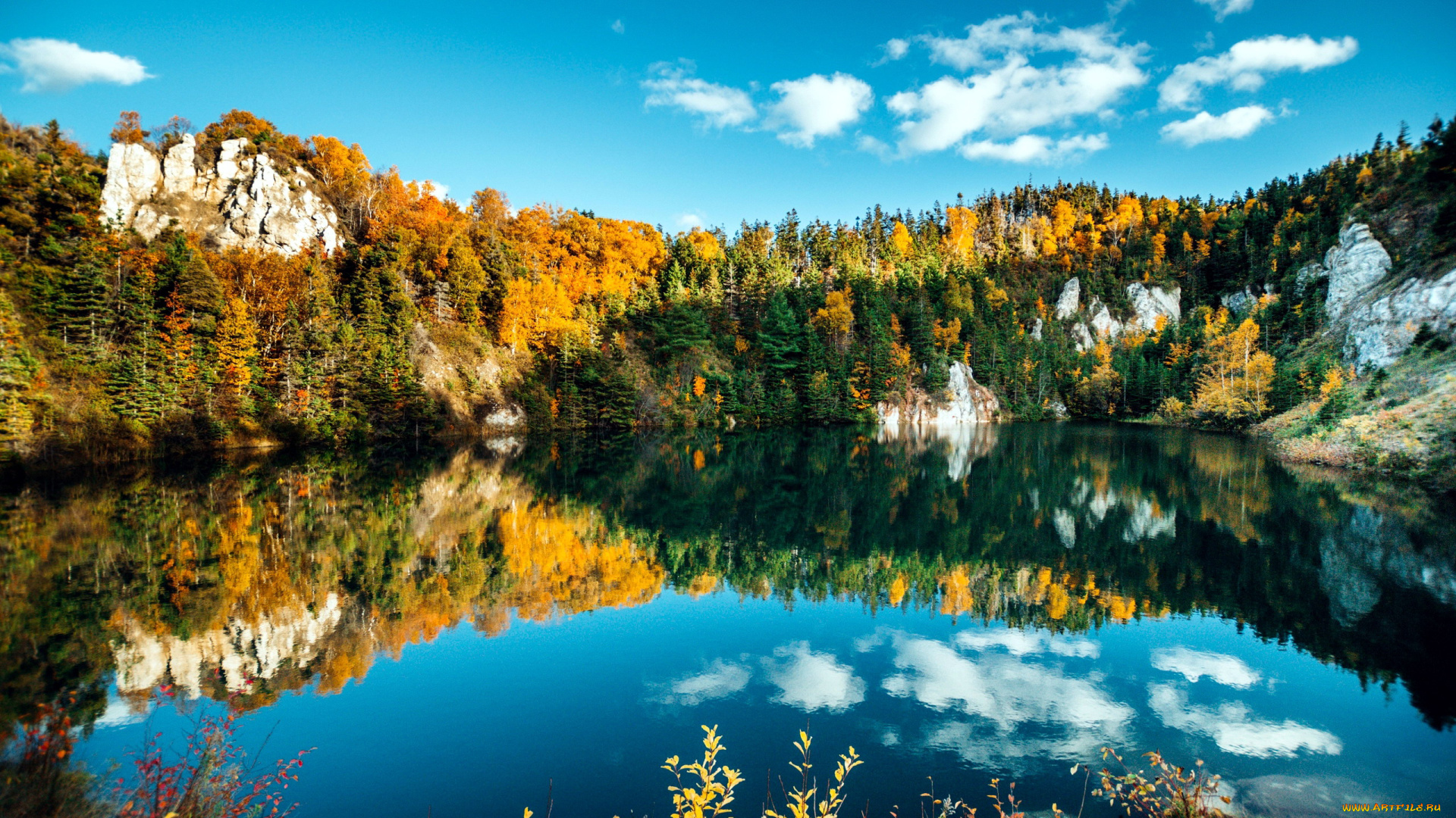 природа, реки, озера, отражение, осень, озеро