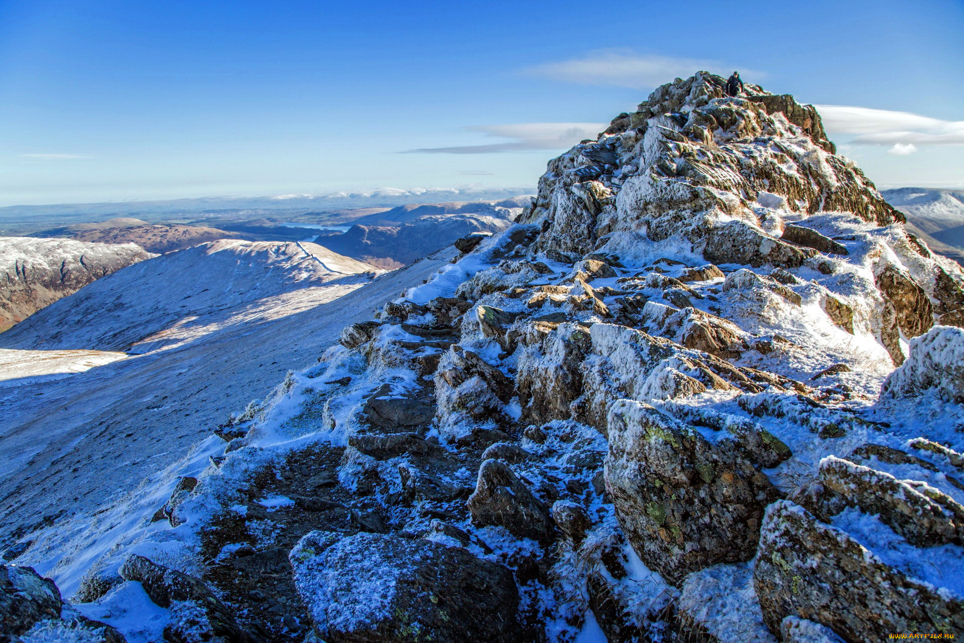 природа, горы, снег, вершина, гора