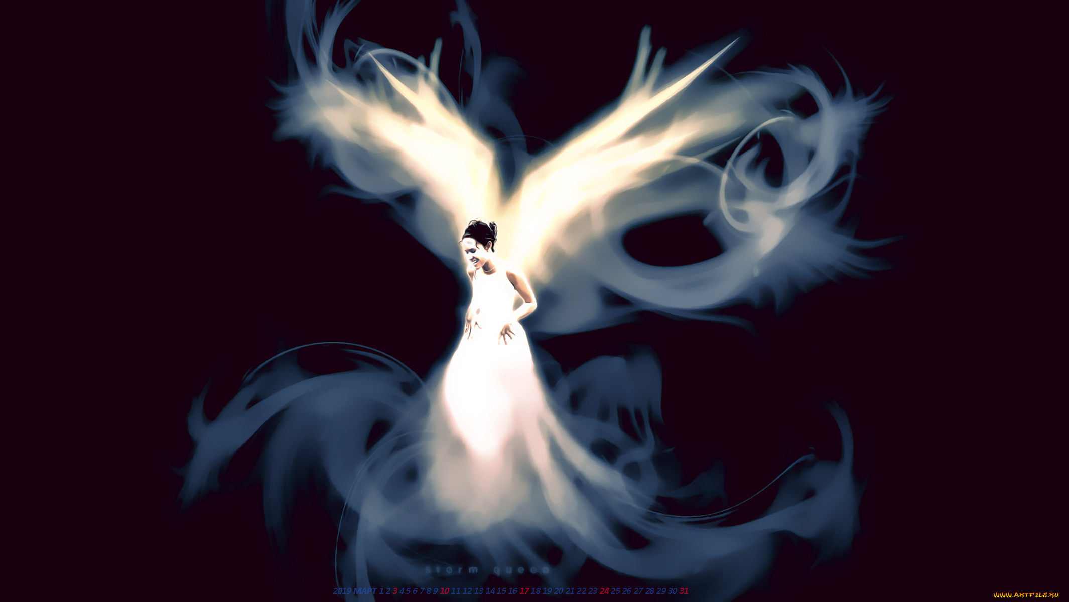 календари, фэнтези, фон, узор, девушка