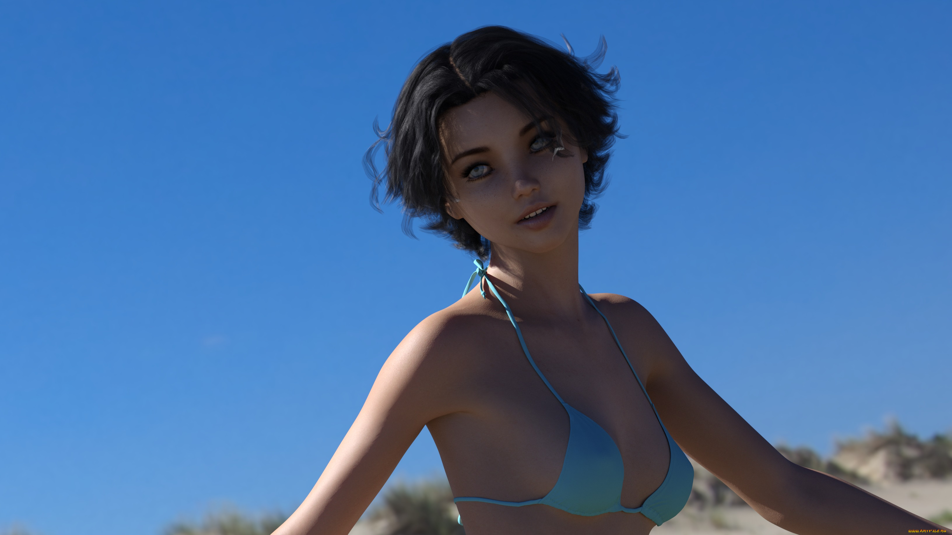 3д, графика, люди, , people, девушка, взгляд, фон