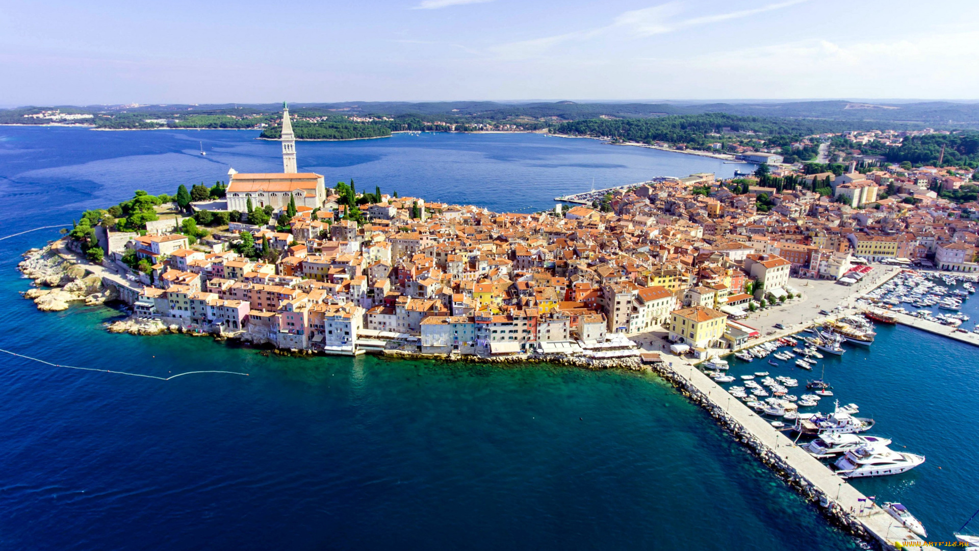 города, ровинь, , хорватия, панорама