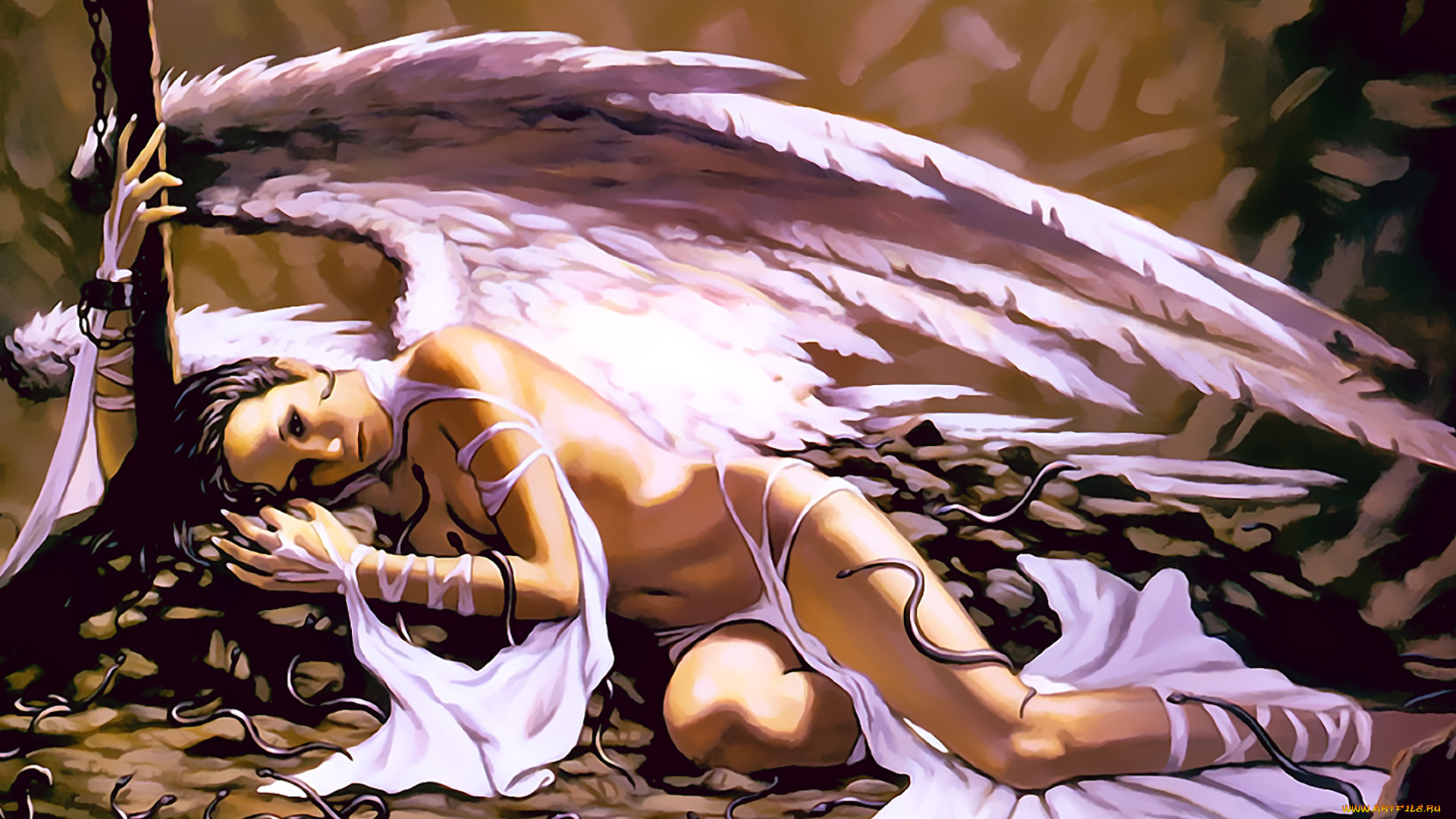 календари, фэнтези, ангел, крылья, белый, змея, calendar, 2020