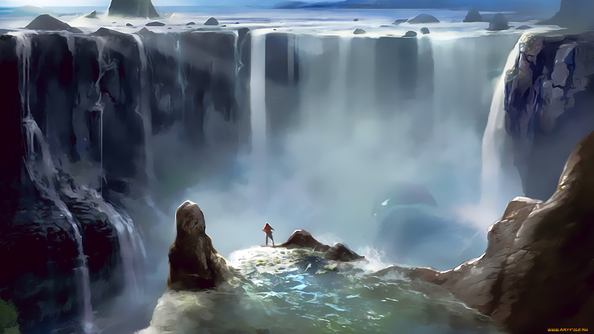 календари, фэнтези, водопад, вода, природа, calendar, 2020