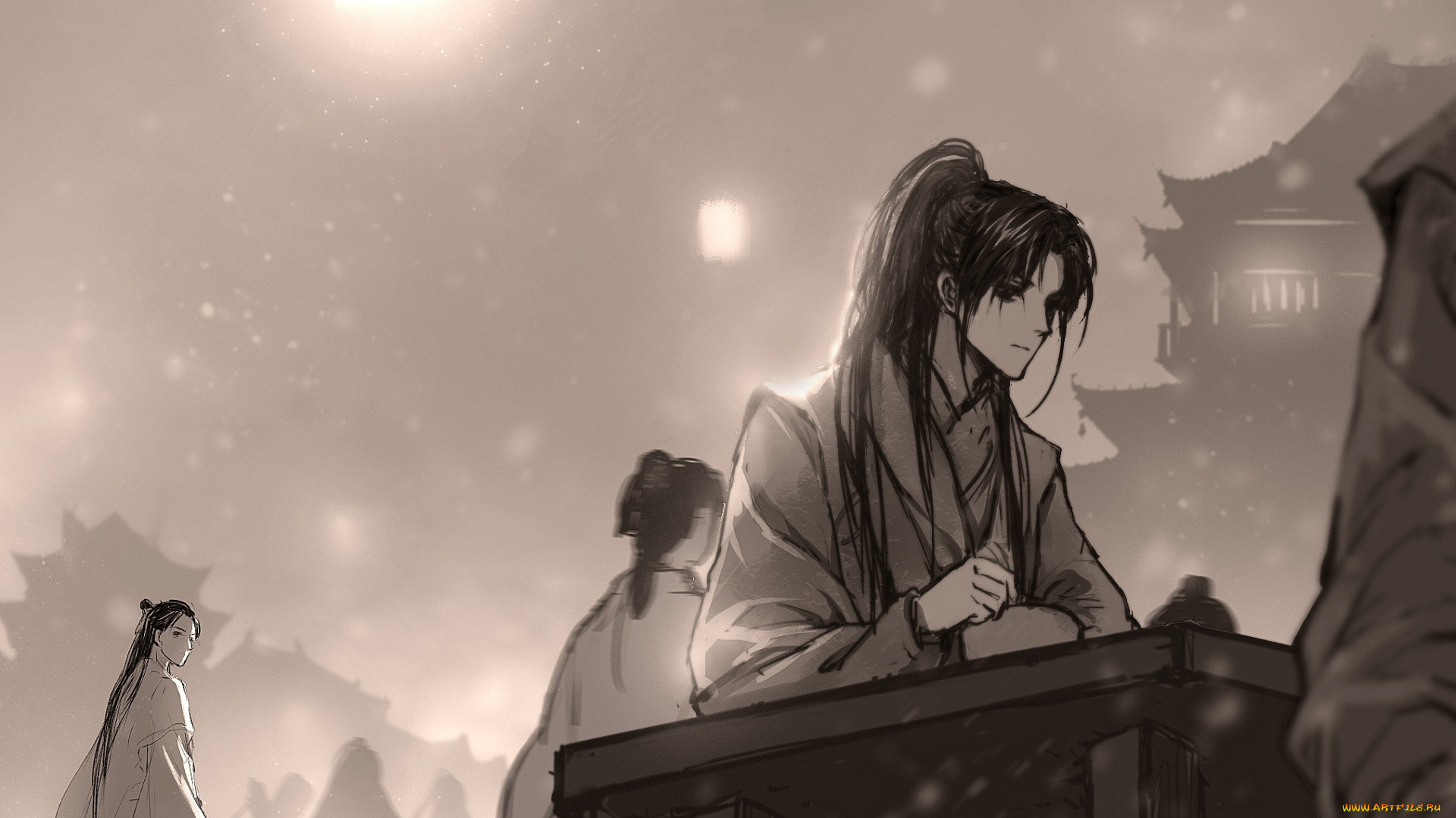 аниме, mo, dao, zu, shi, люди, город, стол