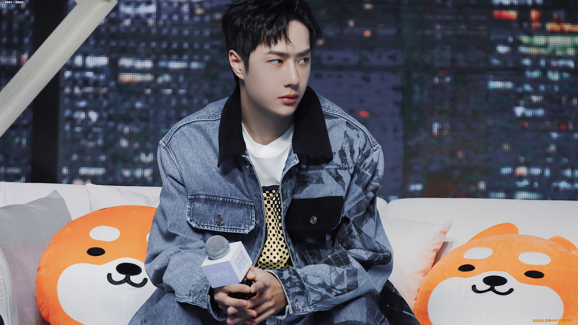 мужчины, wang, yi, bo, ван, ибо, микрофон, куртка, диван