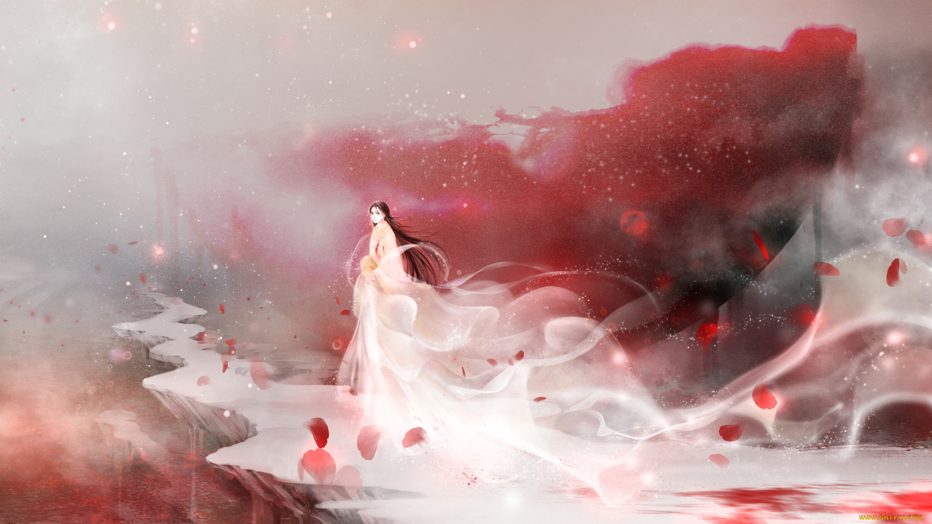 рисованное, кино, , мультфильмы, цзинь, гуанъяо, дорога, лепестки