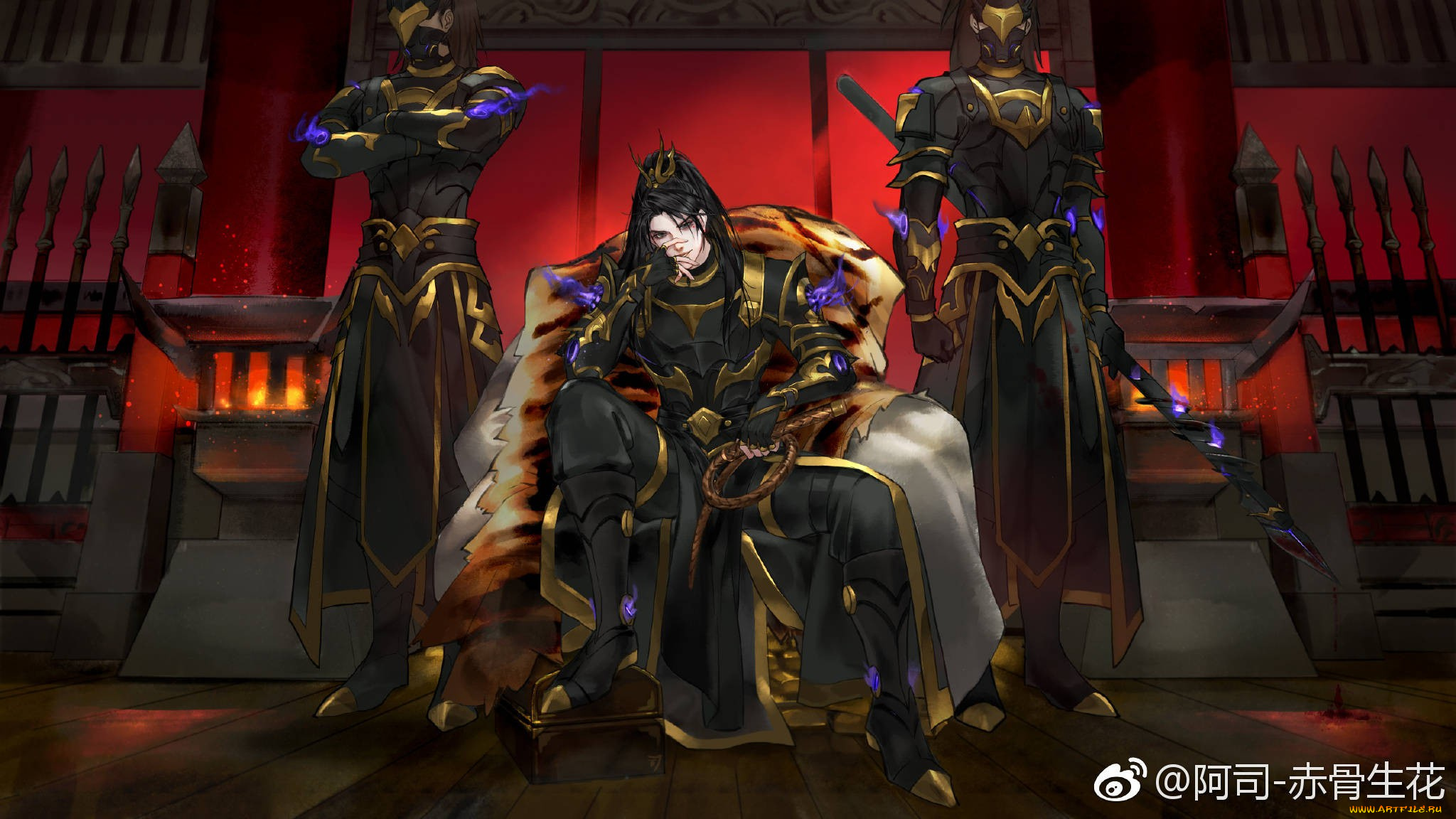 аниме, unknown, , другое, , правитель, кнут, трон, стража