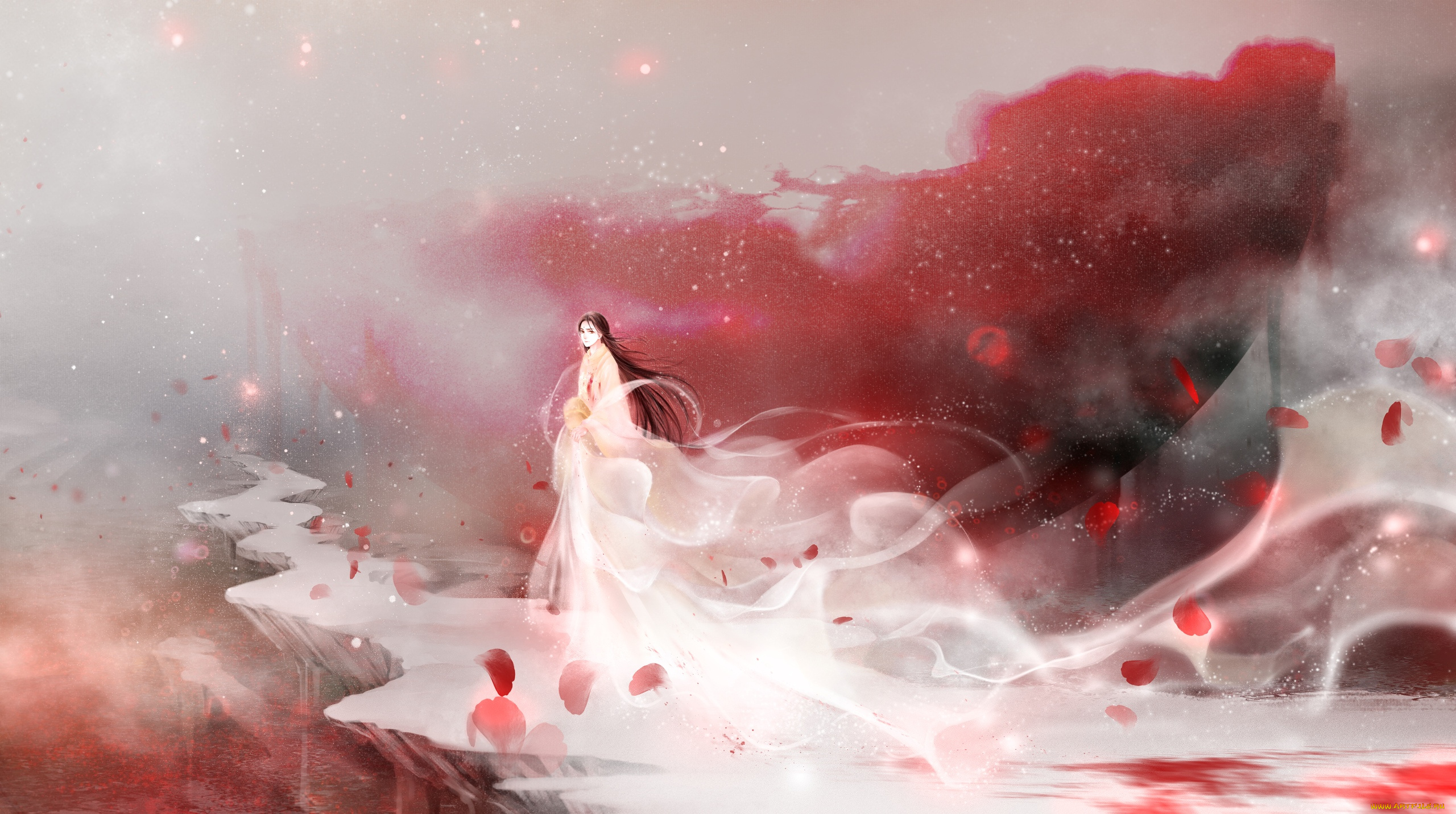 рисованное, кино, , мультфильмы, цзинь, гуанъяо, дорога, лепестки