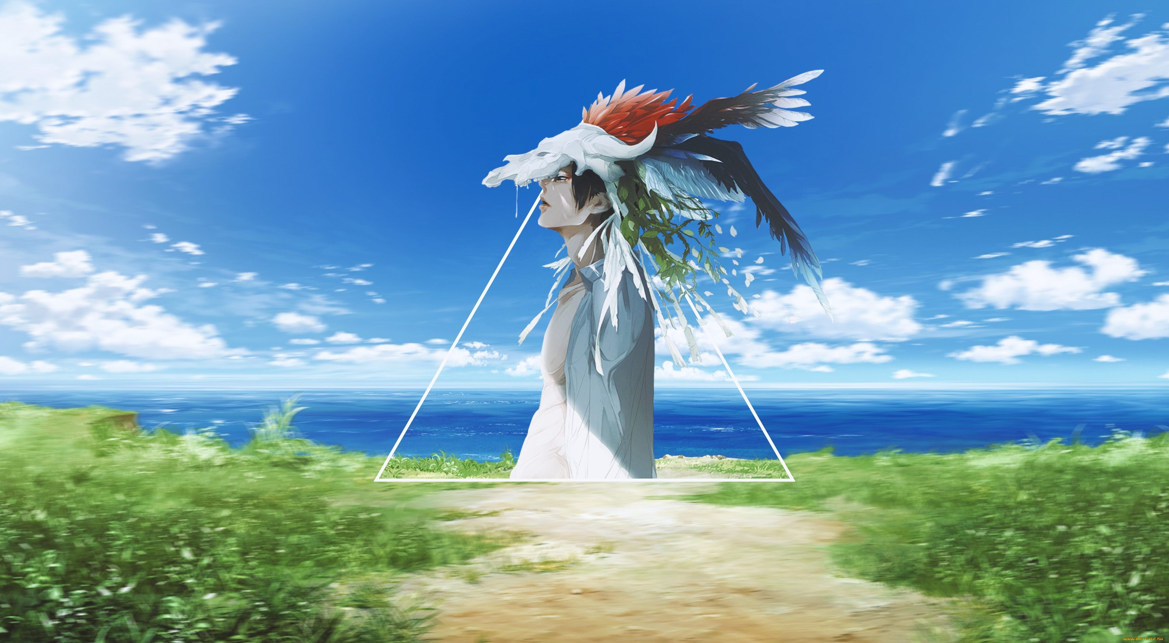 аниме, пейзажи, , природа, парень