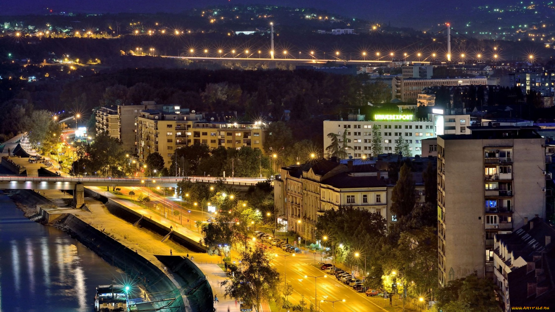 novi, sad, serbia, города, -, огни, ночного, города, novi, sad