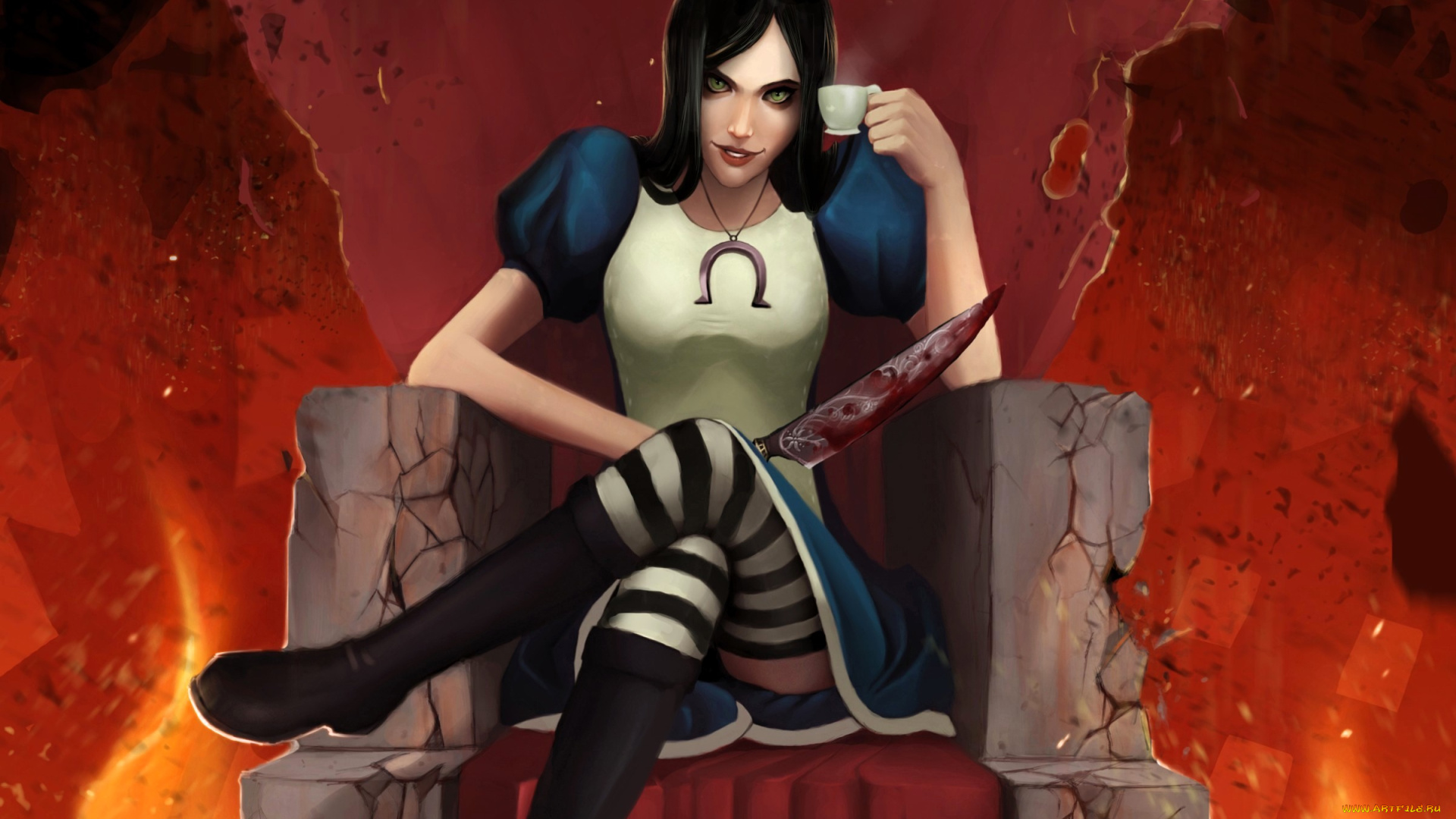 видео, игры, alice, , madness, returns, алиса, нож, трон