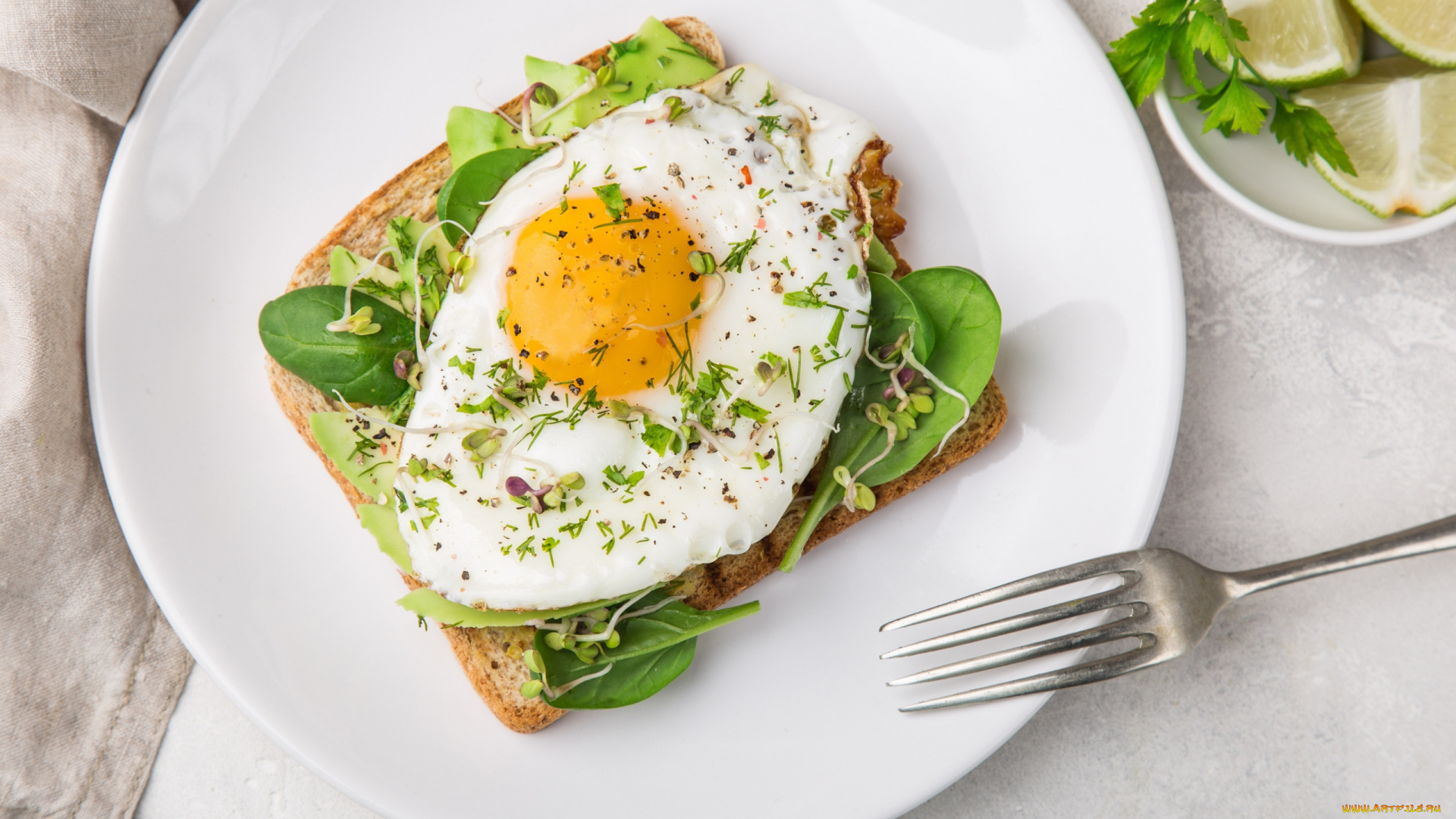 еда, яичные, блюда, завтрак, яичница, глазунья, шпинат
