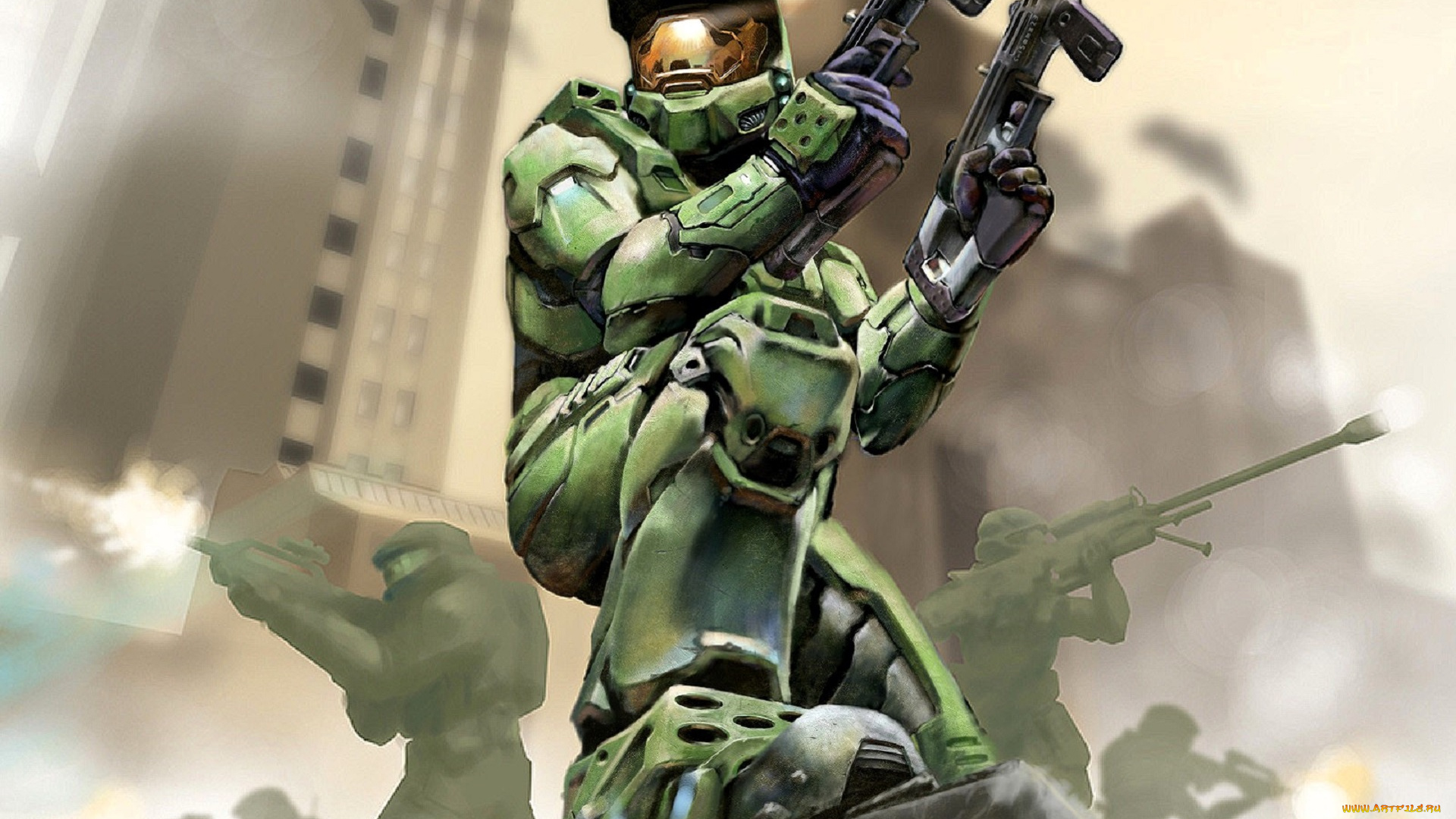 видео, игры, halo, 2, солдаты, броня, оружие, камень, здания