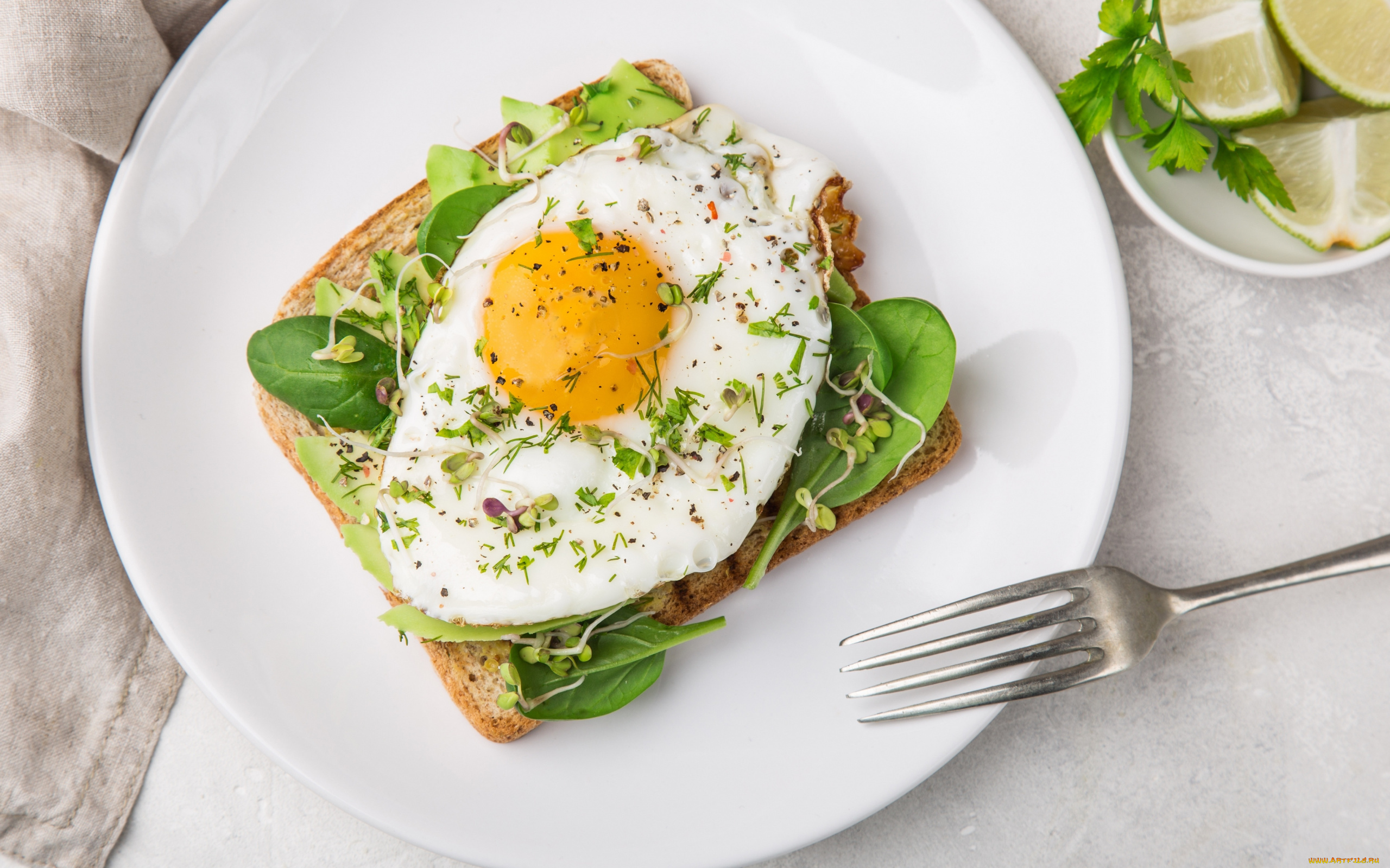 еда, яичные, блюда, завтрак, яичница, глазунья, шпинат