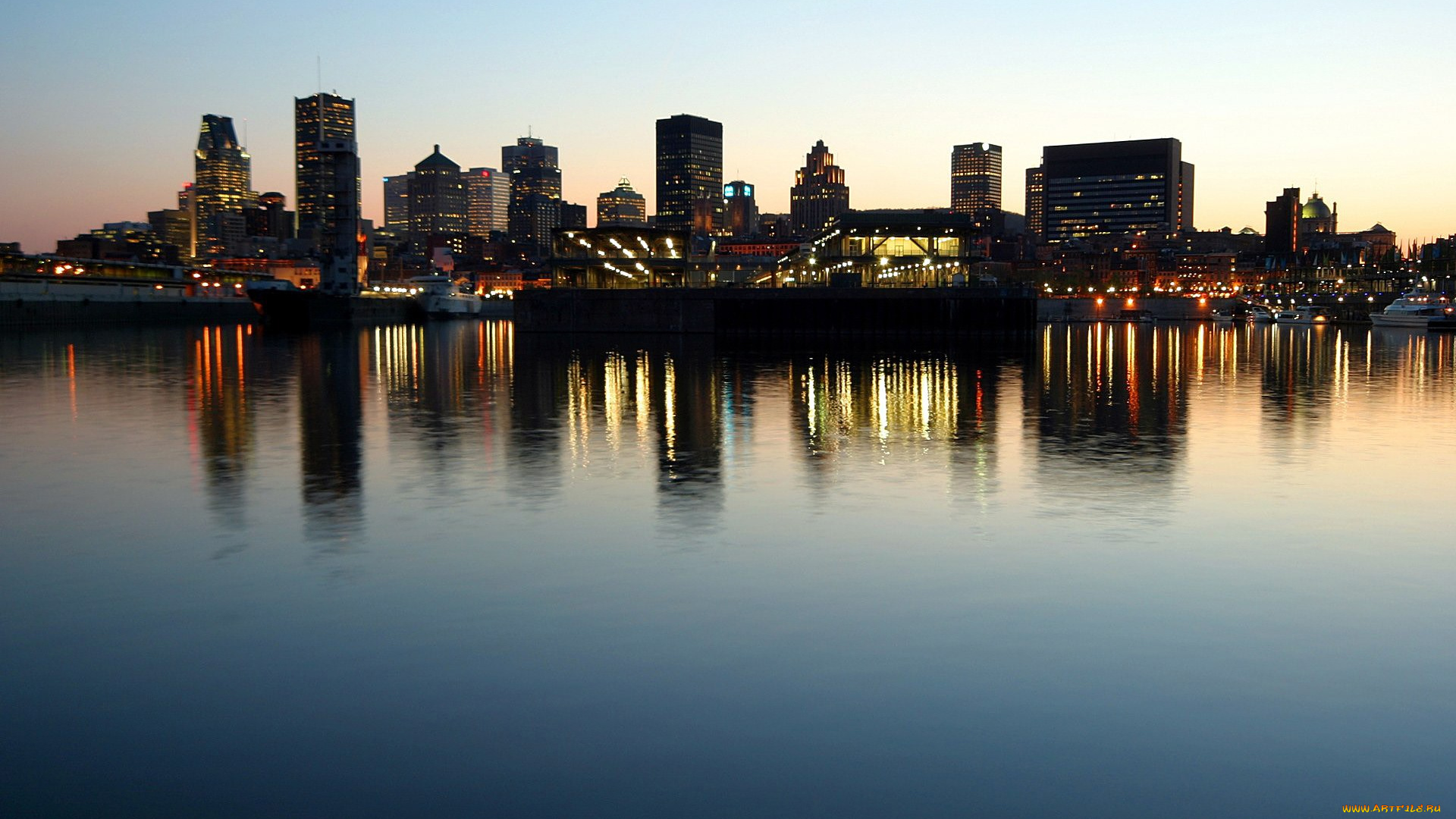 города, огни, ночного