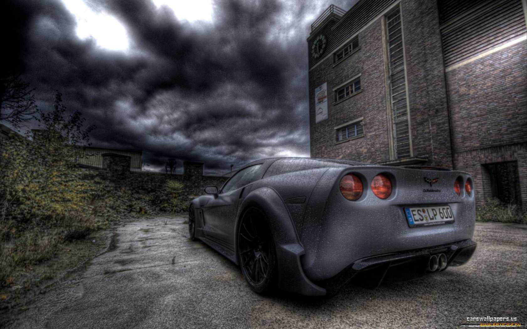 corvette, c6, black, force, one, rear, автомобили