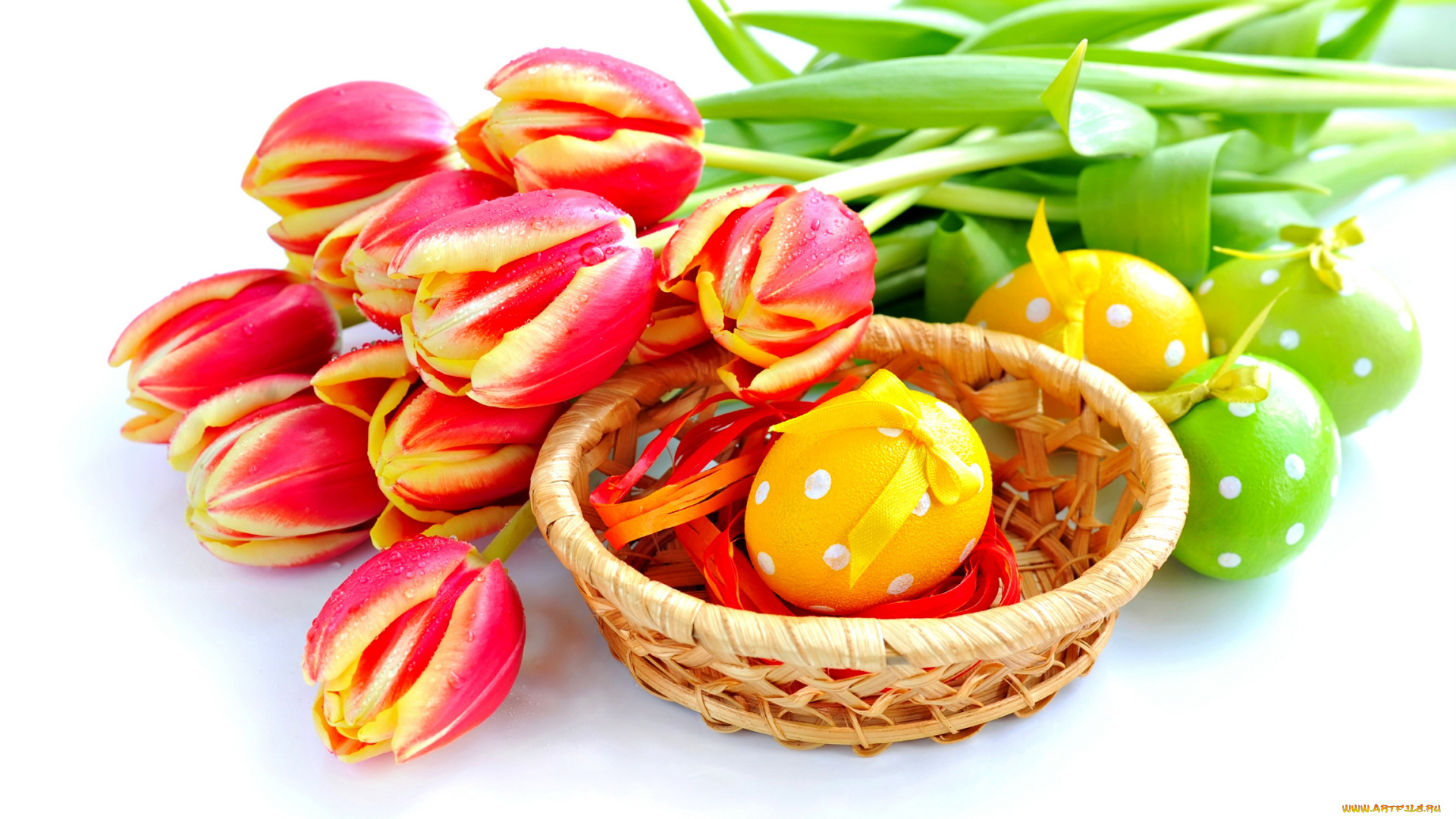 праздничные, пасха, тюльпаны, яйца
