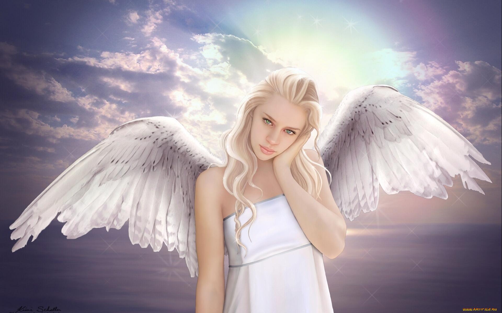 фэнтези, ангелы, девушка, крылья