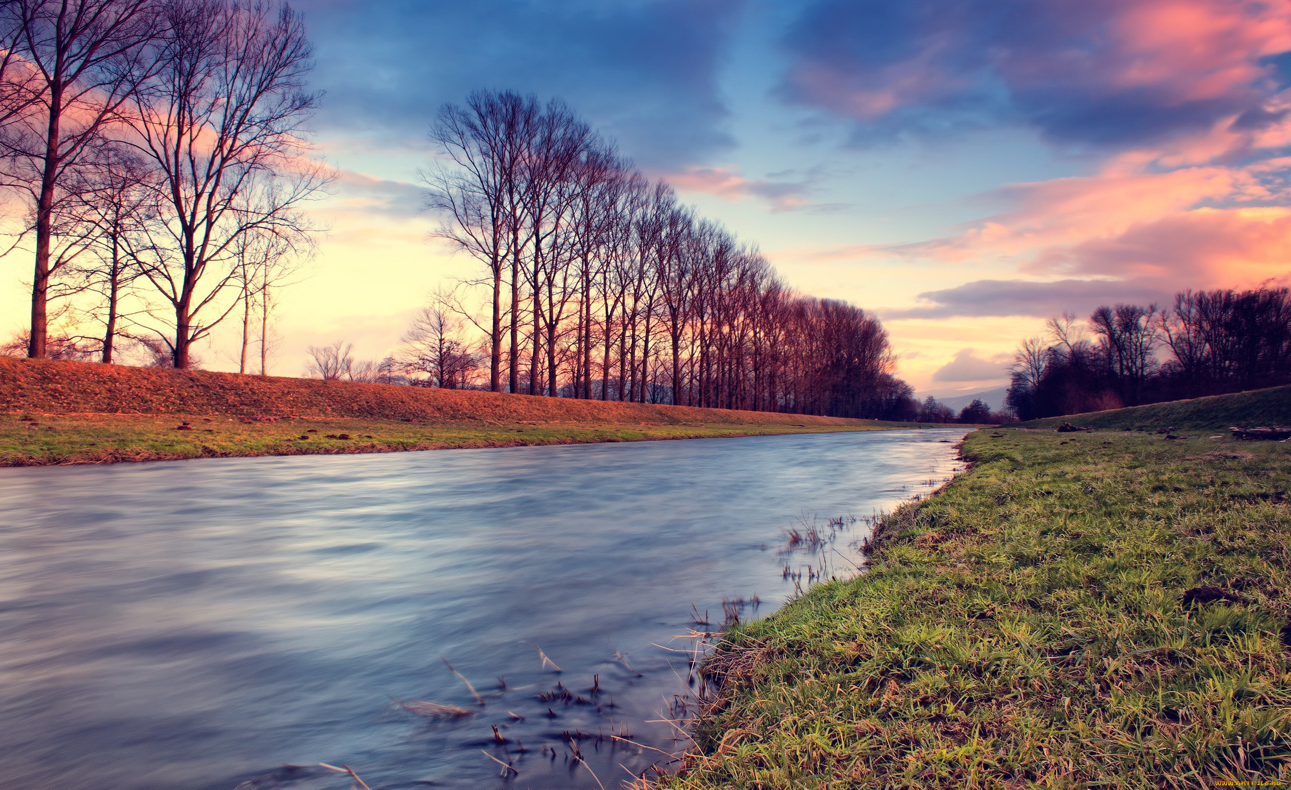 природа, реки, озера, река, деревья, облака