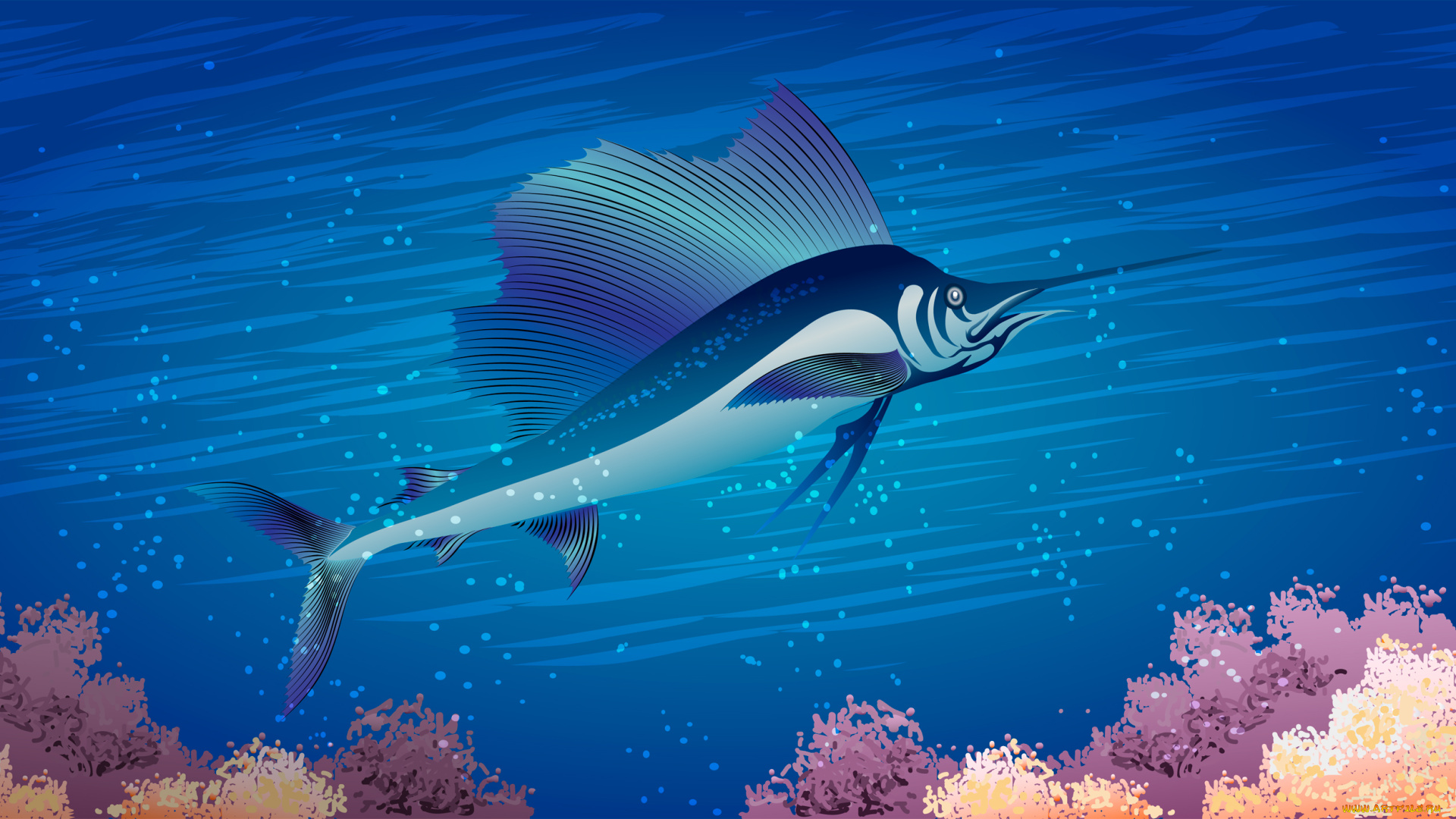 векторная, графика, рыба-меч