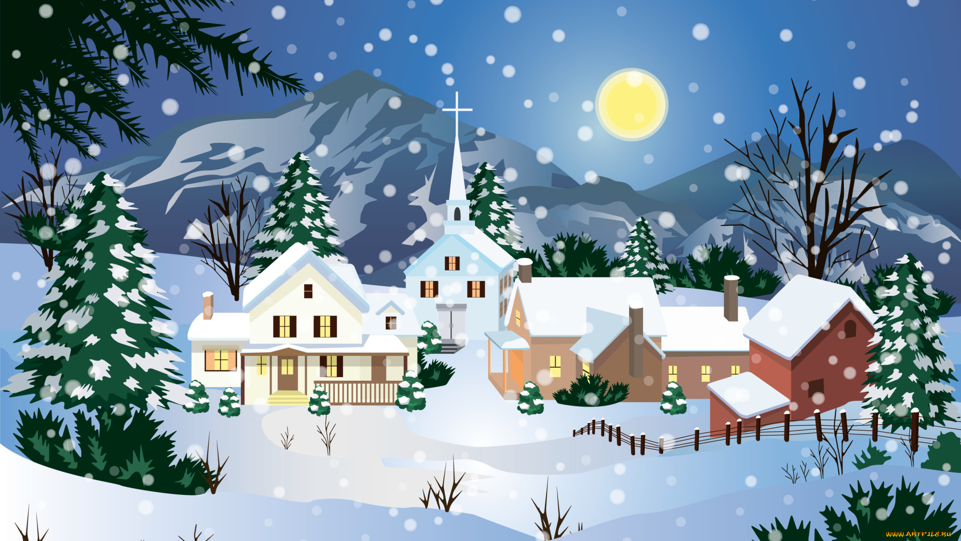 векторная, графика, зима