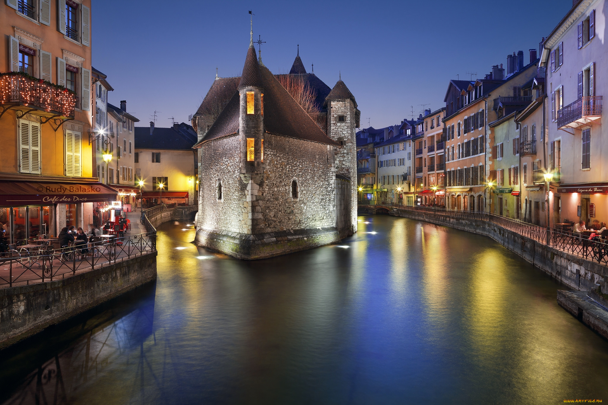 annecy, , france, города, -, улицы, , площади, , набережные, дома, набережная, канал, огни