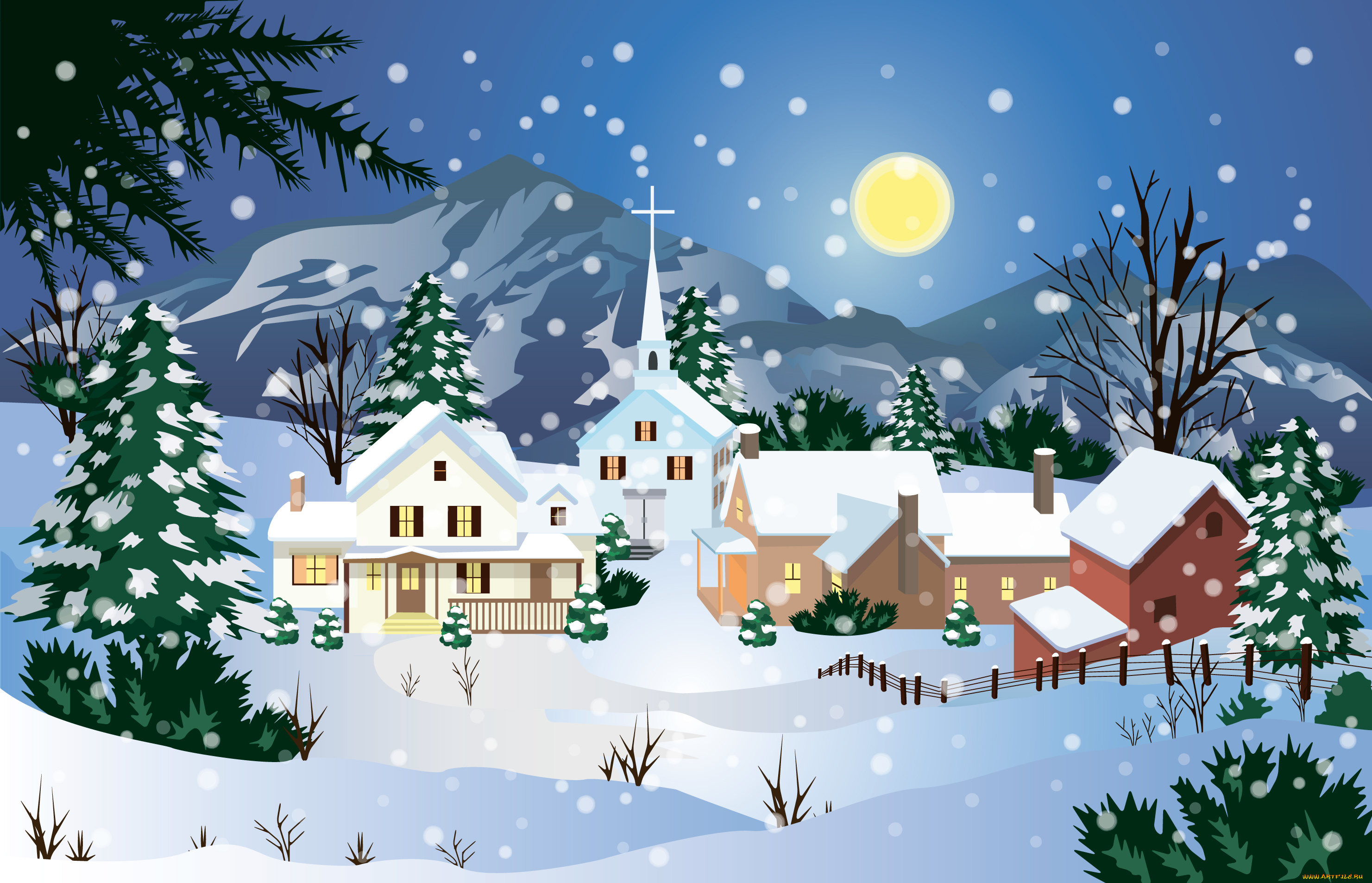 векторная, графика, зима