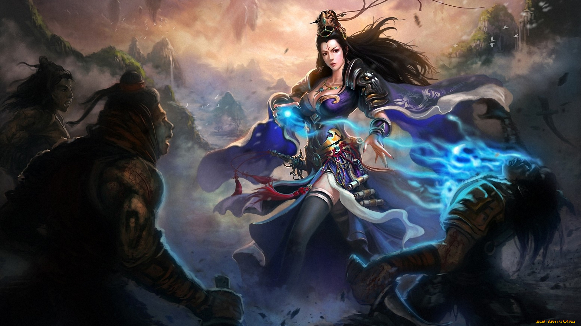 фэнтези, девушки, нож, liang, xing, оружие, мужчины, войны, нападение, магия, девушка