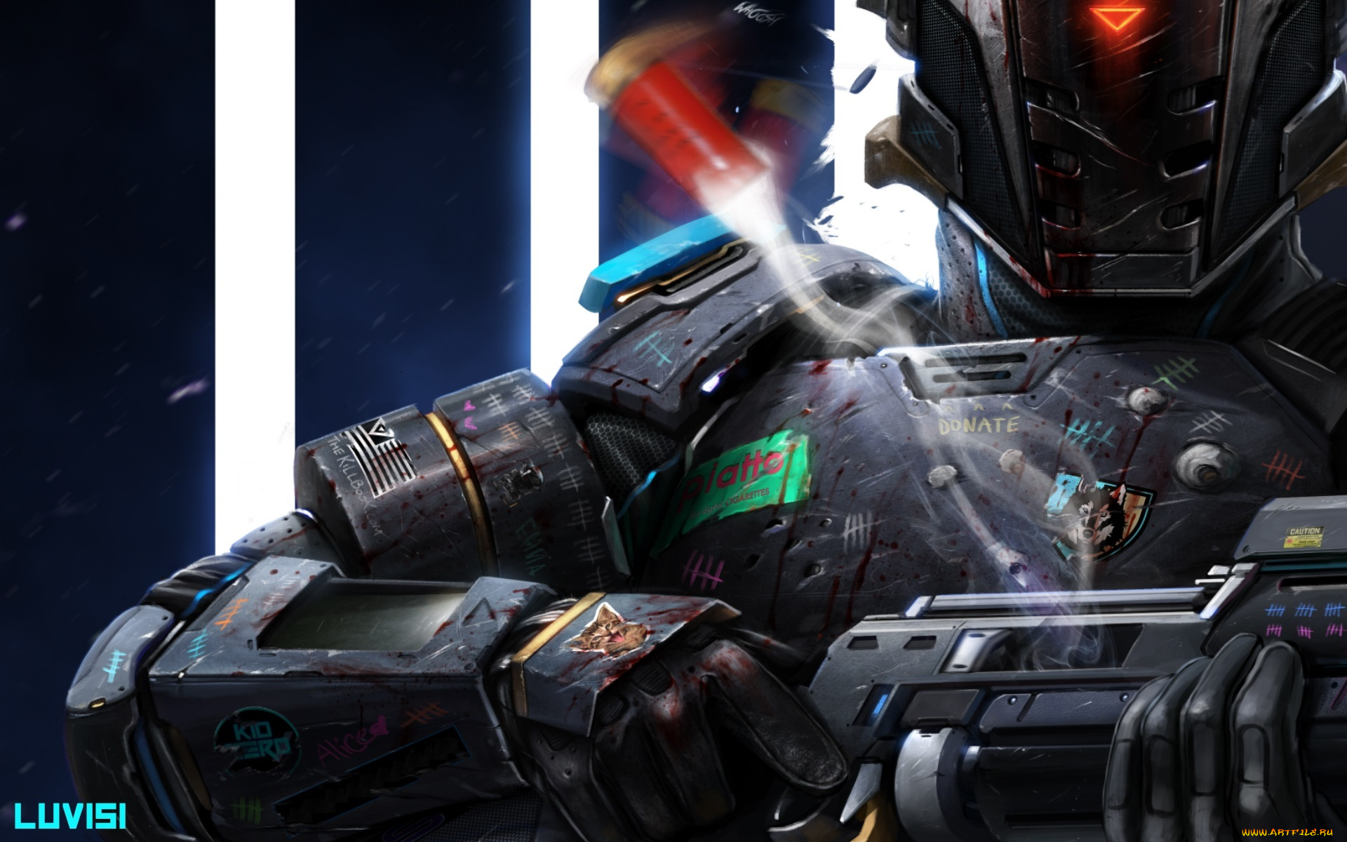 фэнтези, роботы, , киборги, , механизмы, арт, фантастика, sci, fi, надписи, оружие, броня, шлем