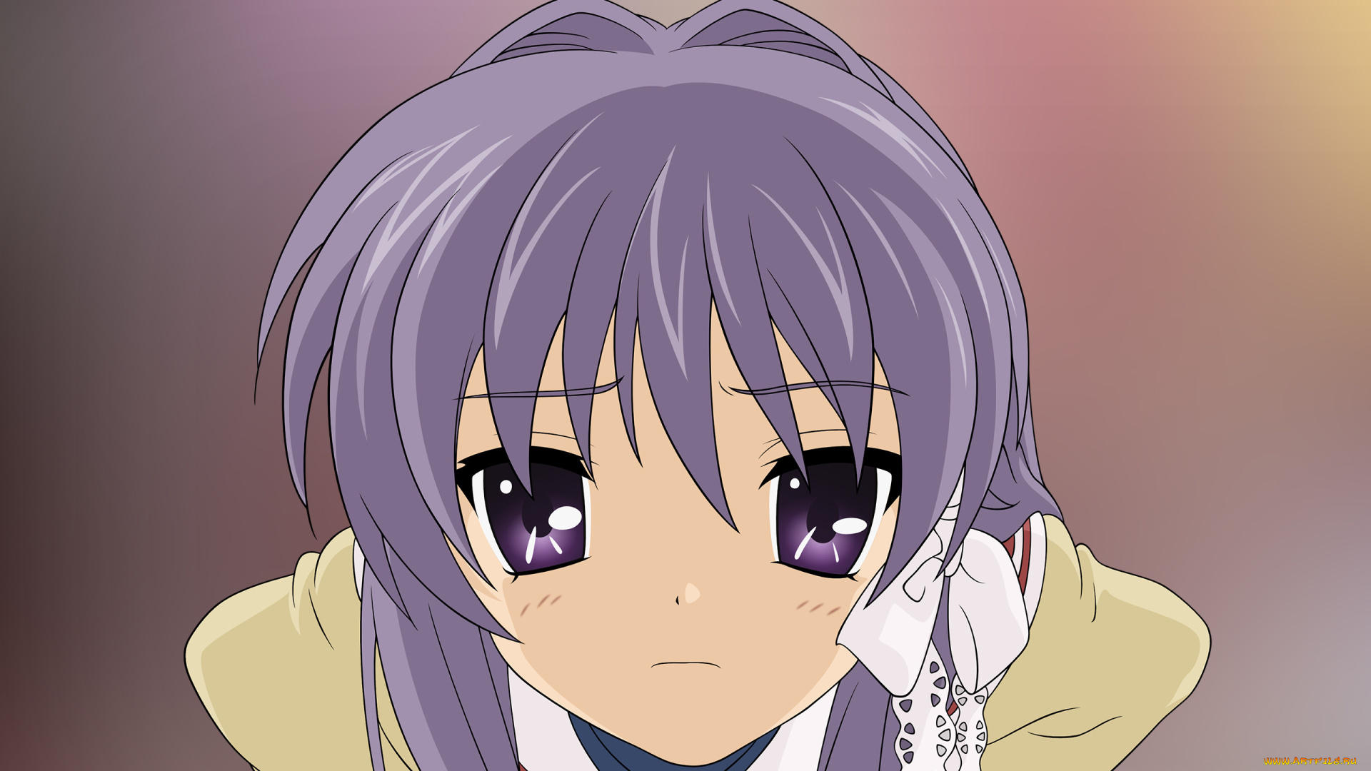 аниме, clannad, взгляд, девушка, фон