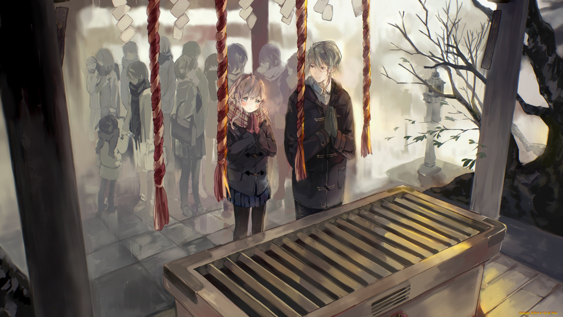 аниме, город, , улицы, , здания, люди, улица