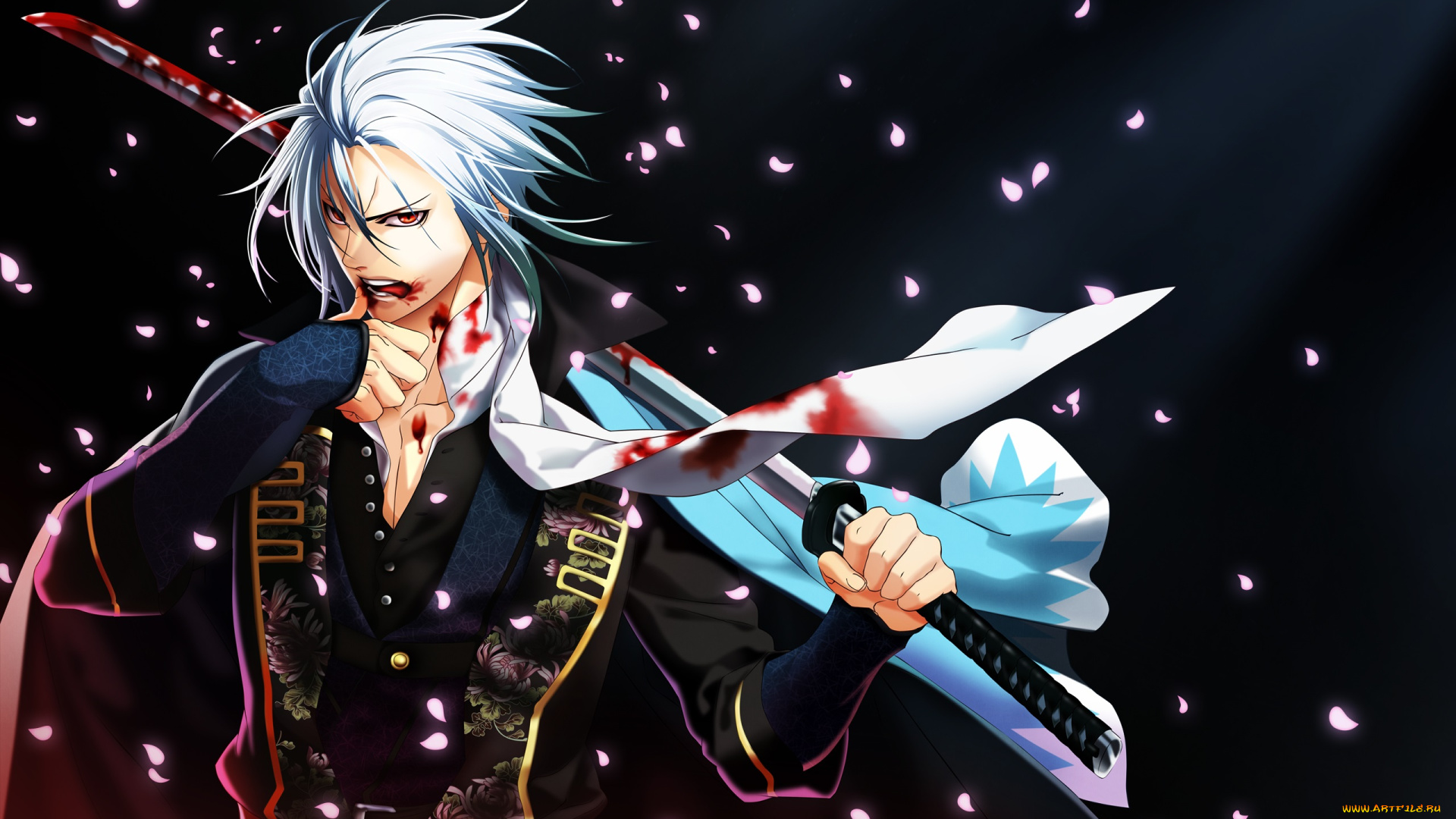 аниме, hakuoki, кровь, hakuouki, shinsengumi, kitan, катана, арт, парень
