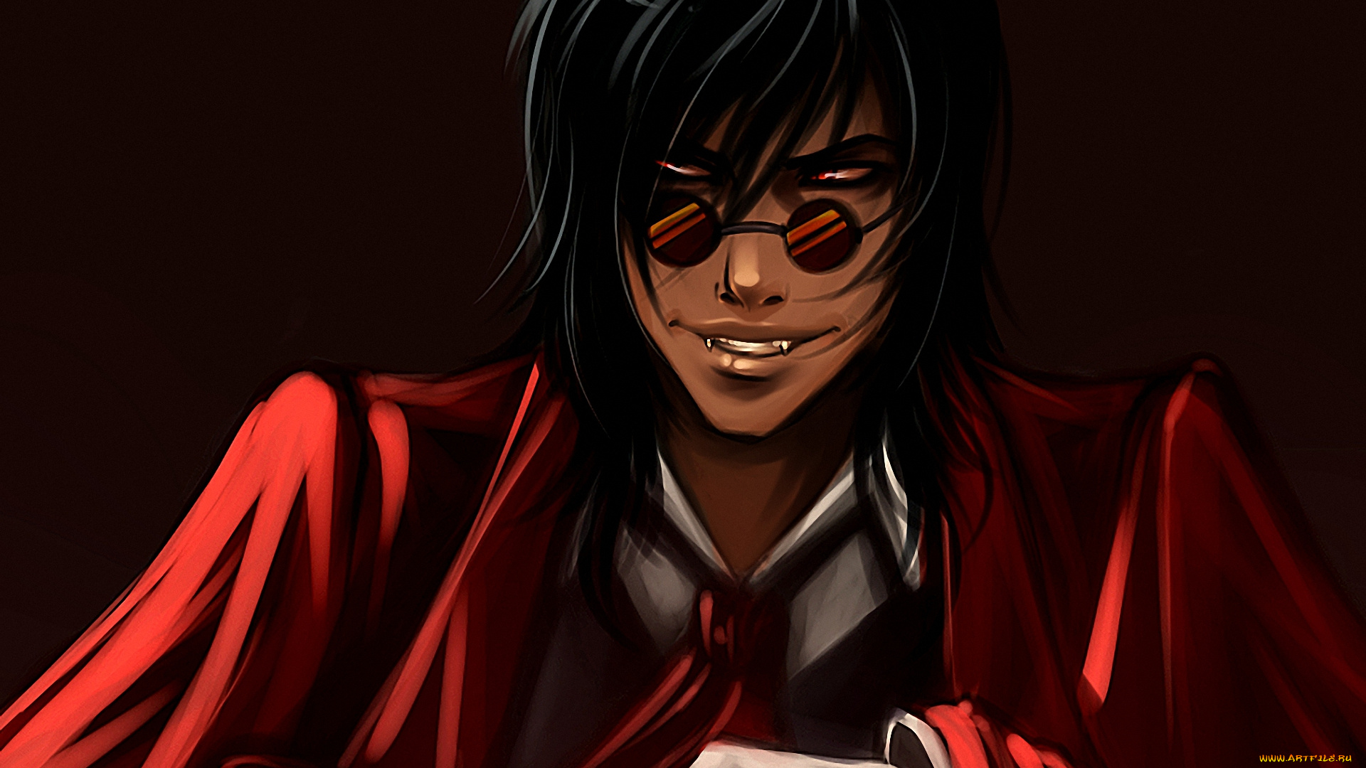 аниме, hellsing, dracula, алукард, дракула, вампир, vampire, очки, взгляд, alucard