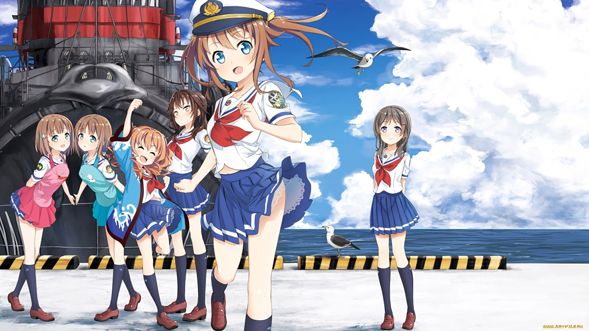 аниме, highschool, of, the, dead, девушки, фон, взгляд