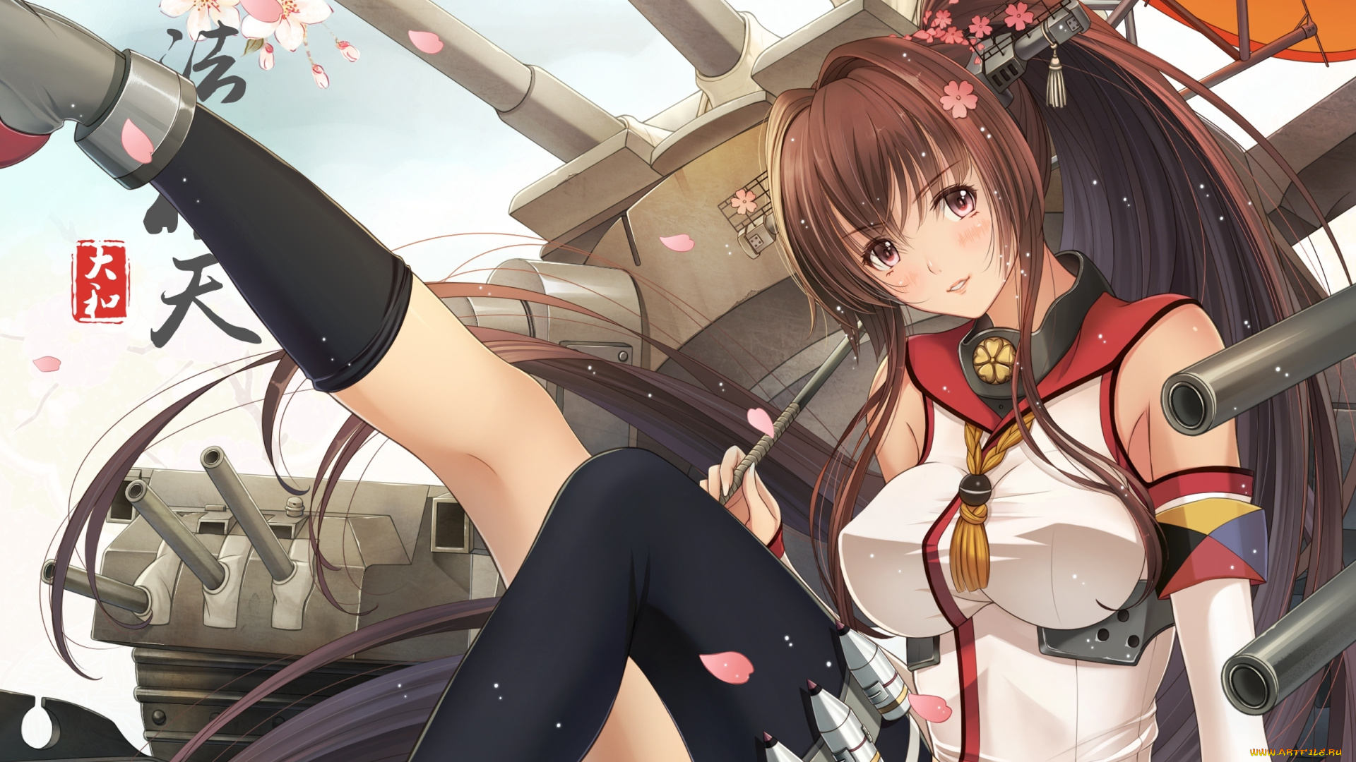 аниме, kantai, collection, фон, взгляд, девушка