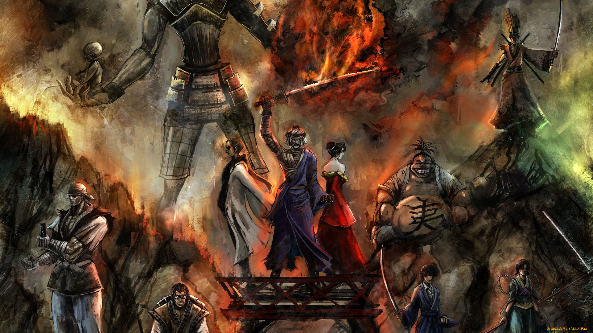 аниме, rurouni, kenshin, арт, люди