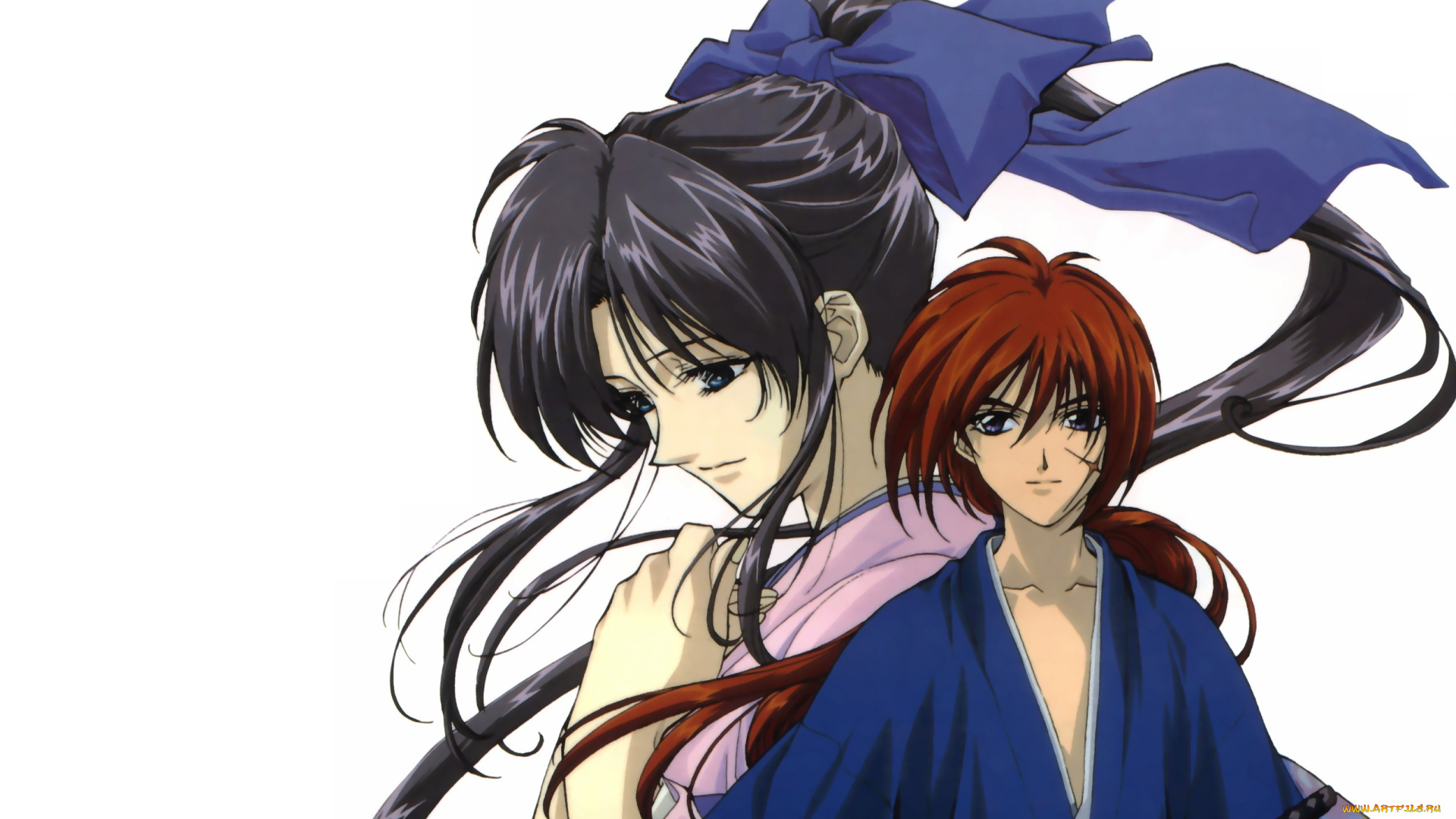 аниме, rurouni, kenshin, девушка, парень
