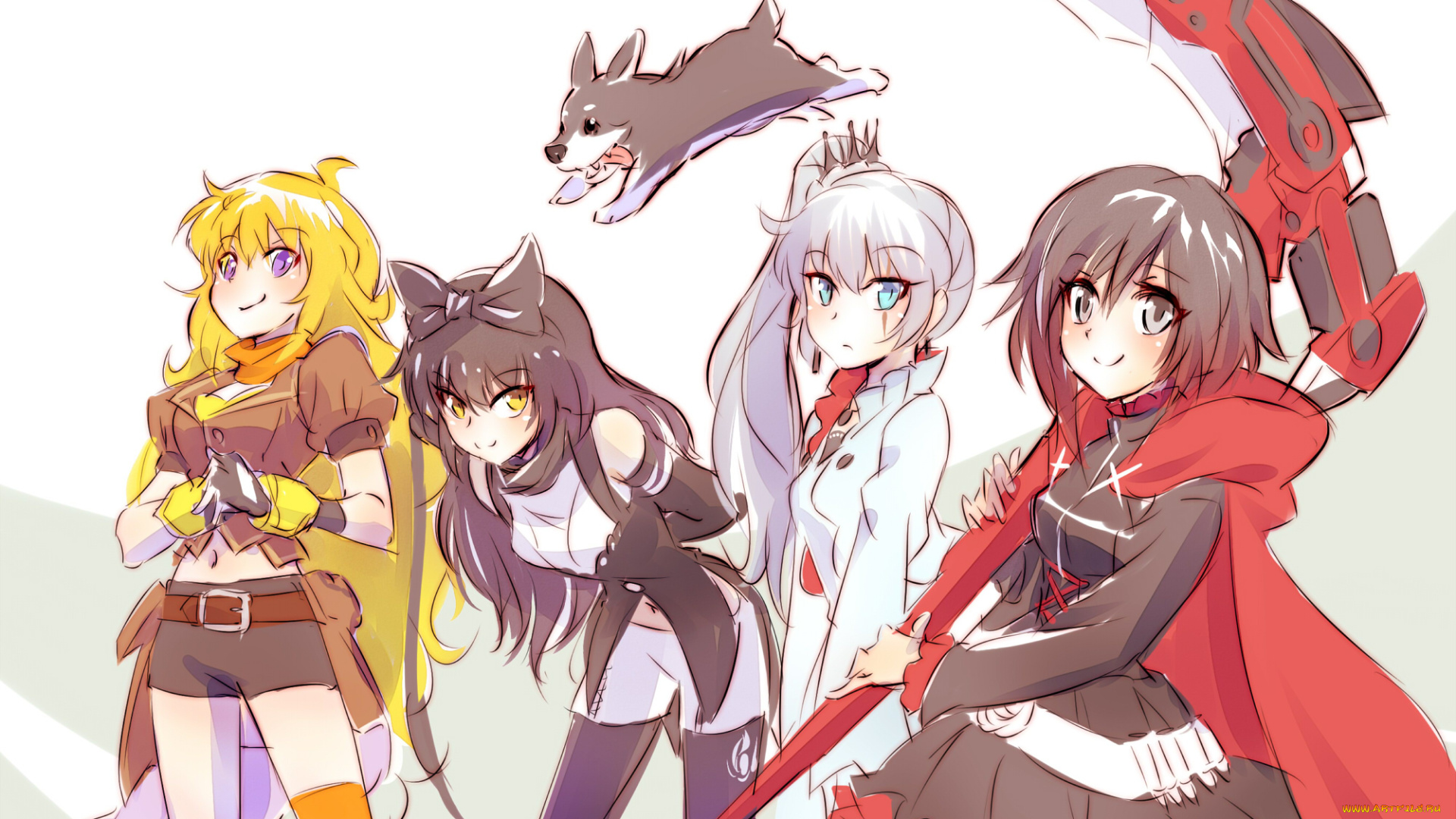 аниме, rwby, взгляд, девушки, фон