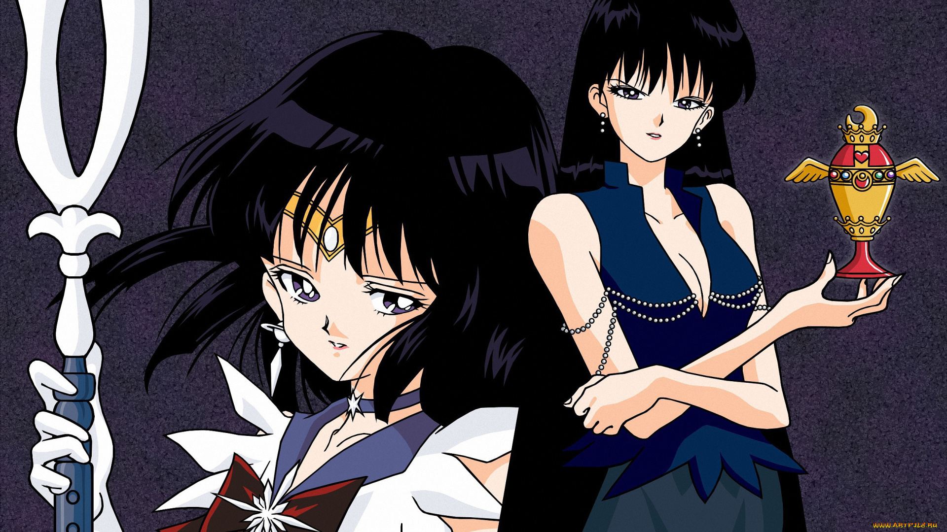 аниме, sailor, moon, sailor, девушка, hotaru, tomoe, воин, оружие, saturn, грааль