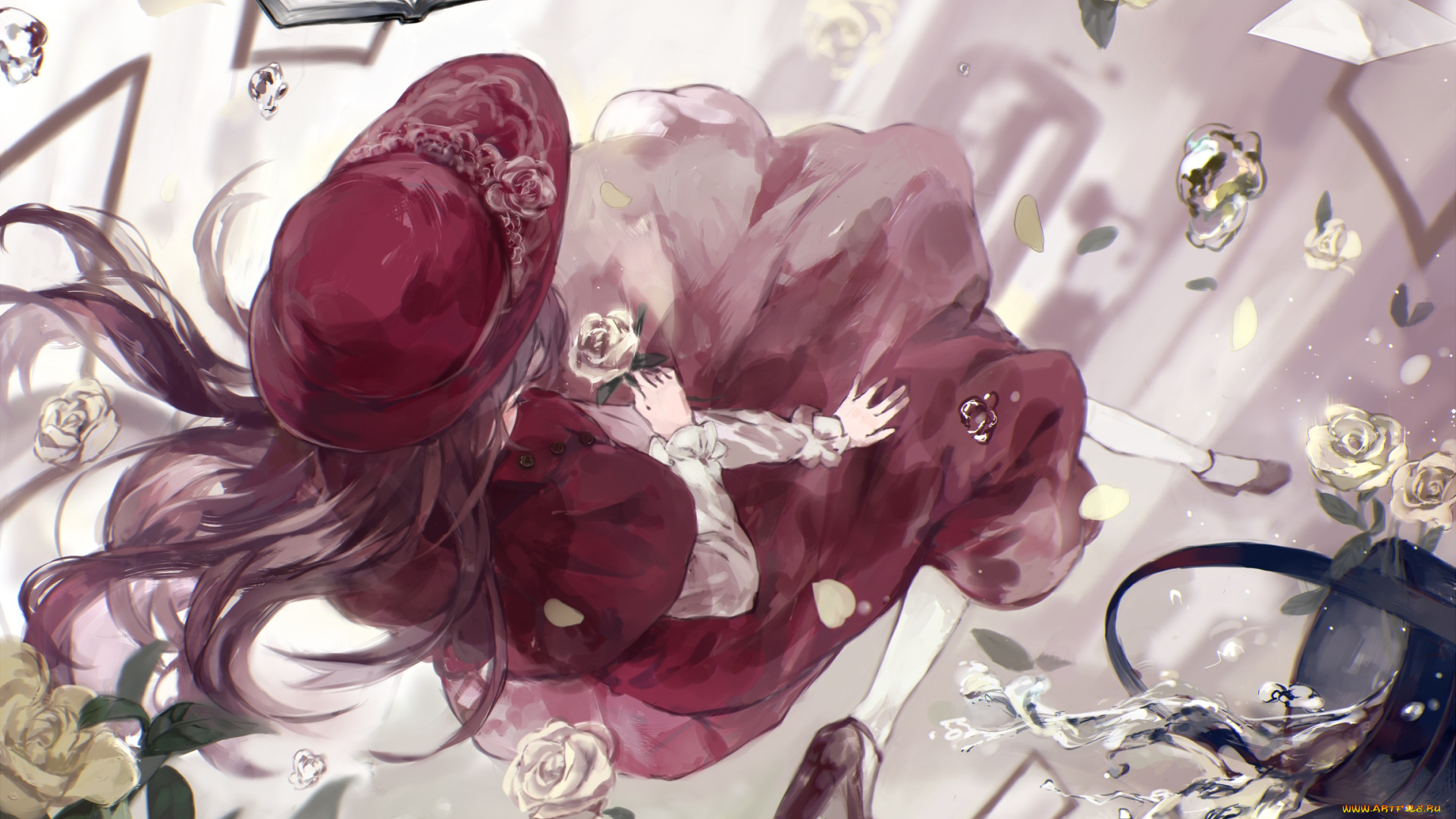аниме, unknown, , другое, девочка, розы