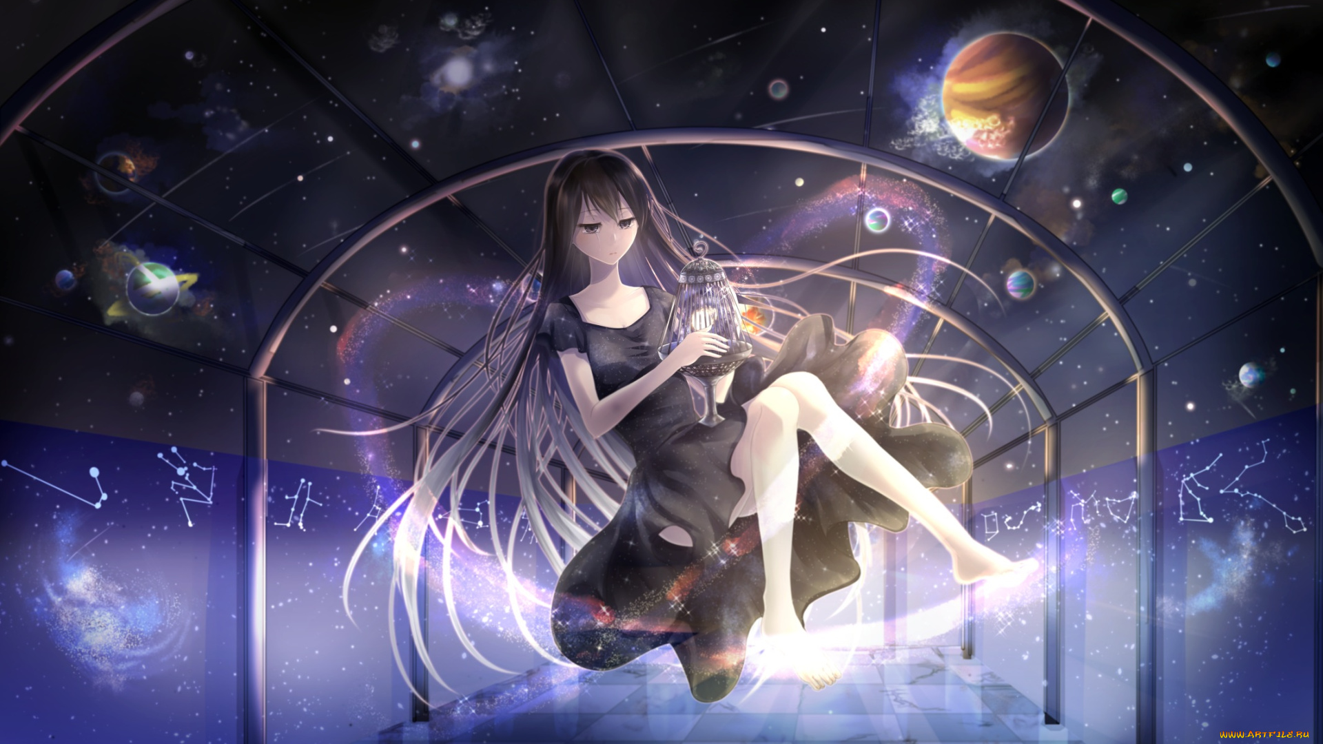 аниме, unknown, , другое, космос, девушка