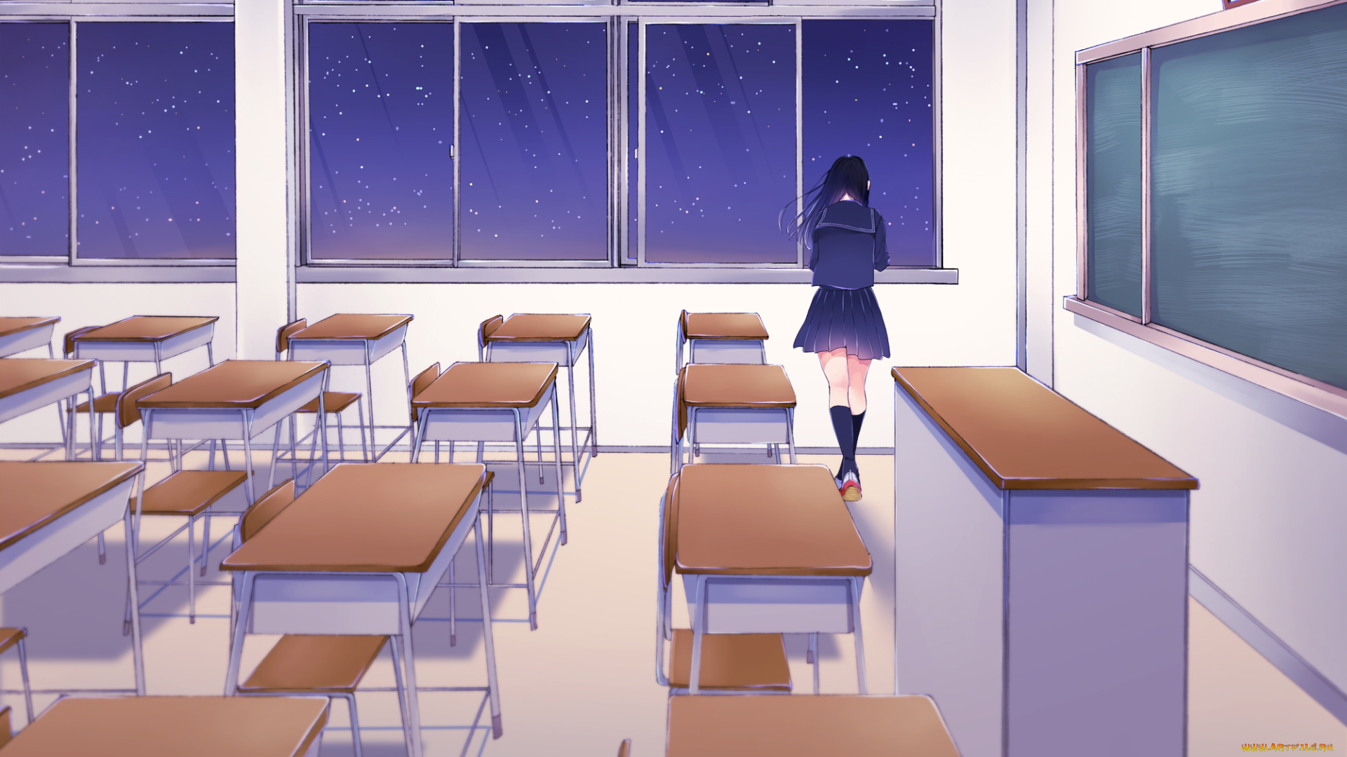 аниме, unknown, , другое, взгляд, девушка, фон