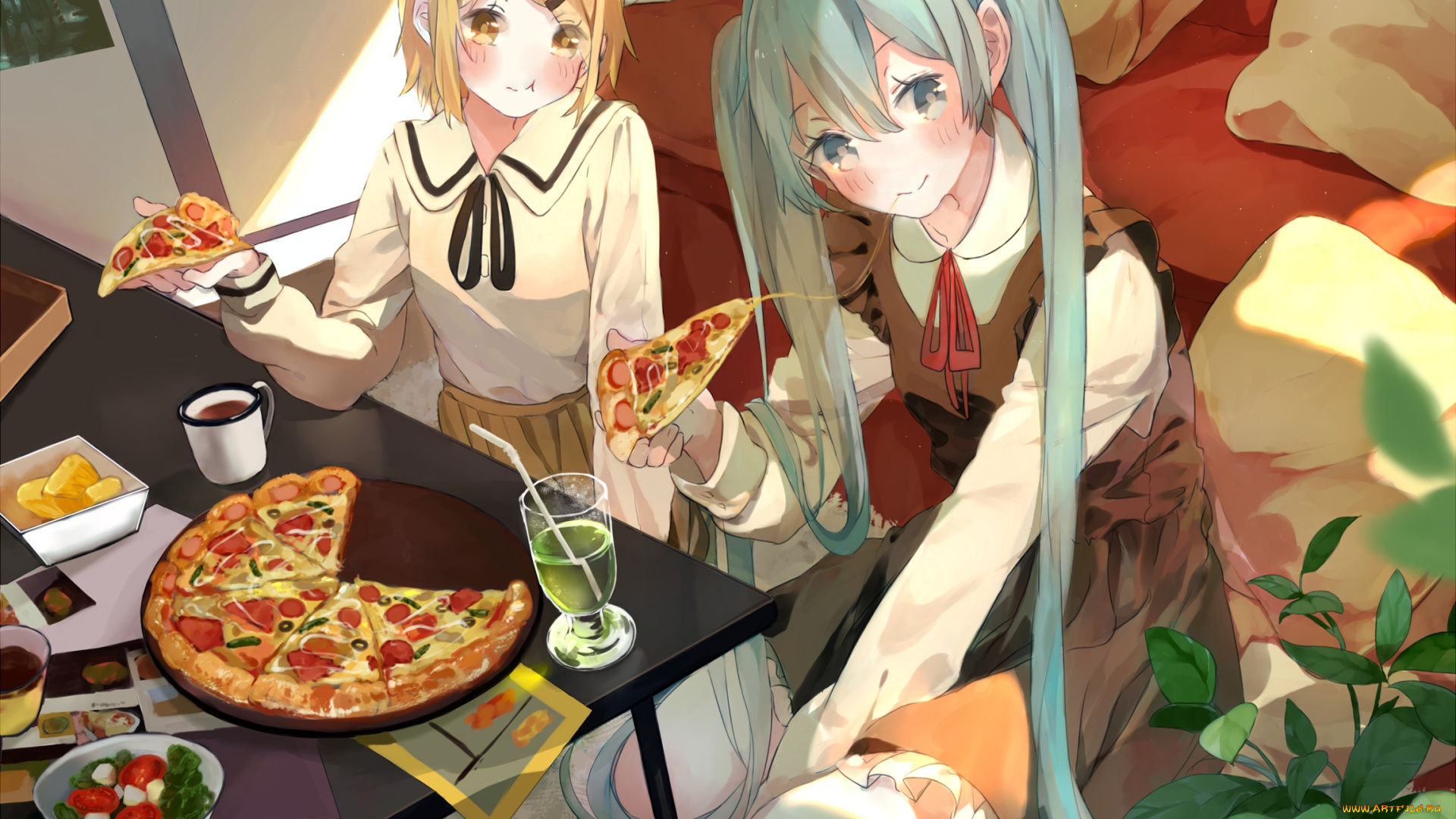 аниме, vocaloid, kagamine, rin, hatsune, miku