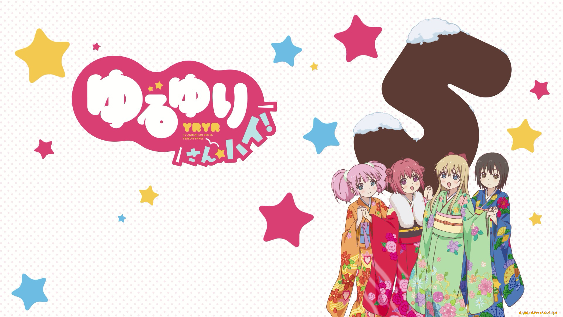 аниме, yuru, yuri, фон, девушки, взгляд