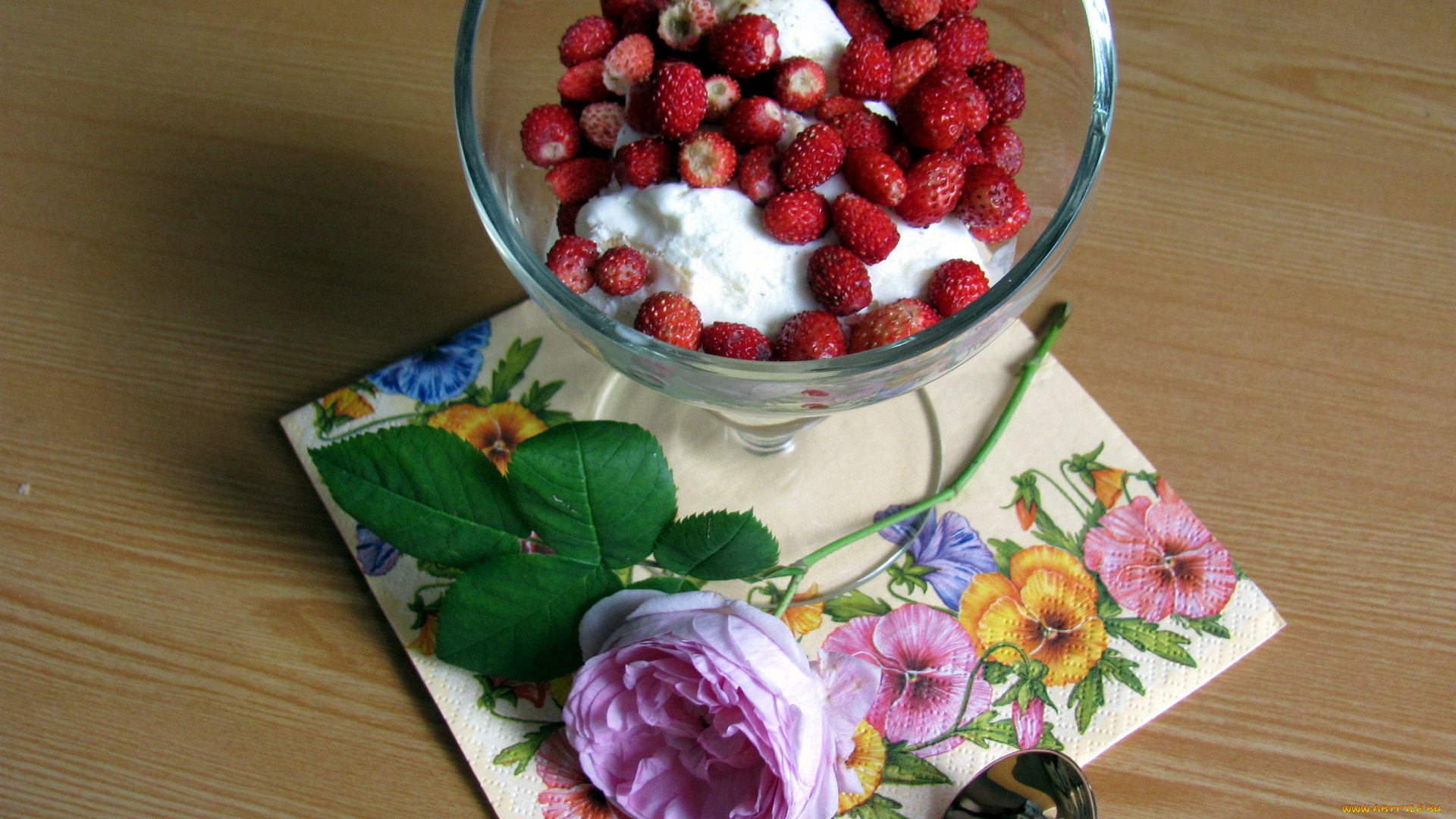 еда, мороженое, , десерты, земляника, роза