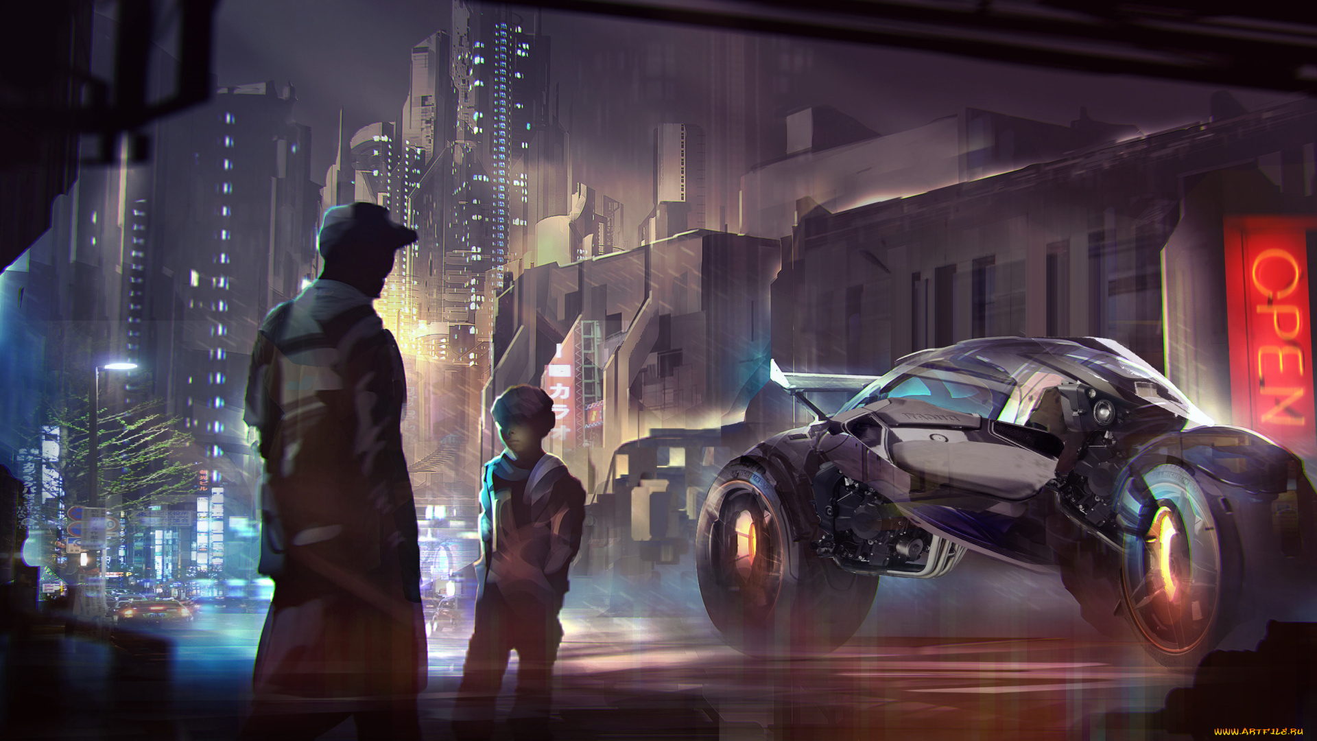 фэнтези, транспортные, средства, транспортное, средство, будущее, люди, улица, мир, иной