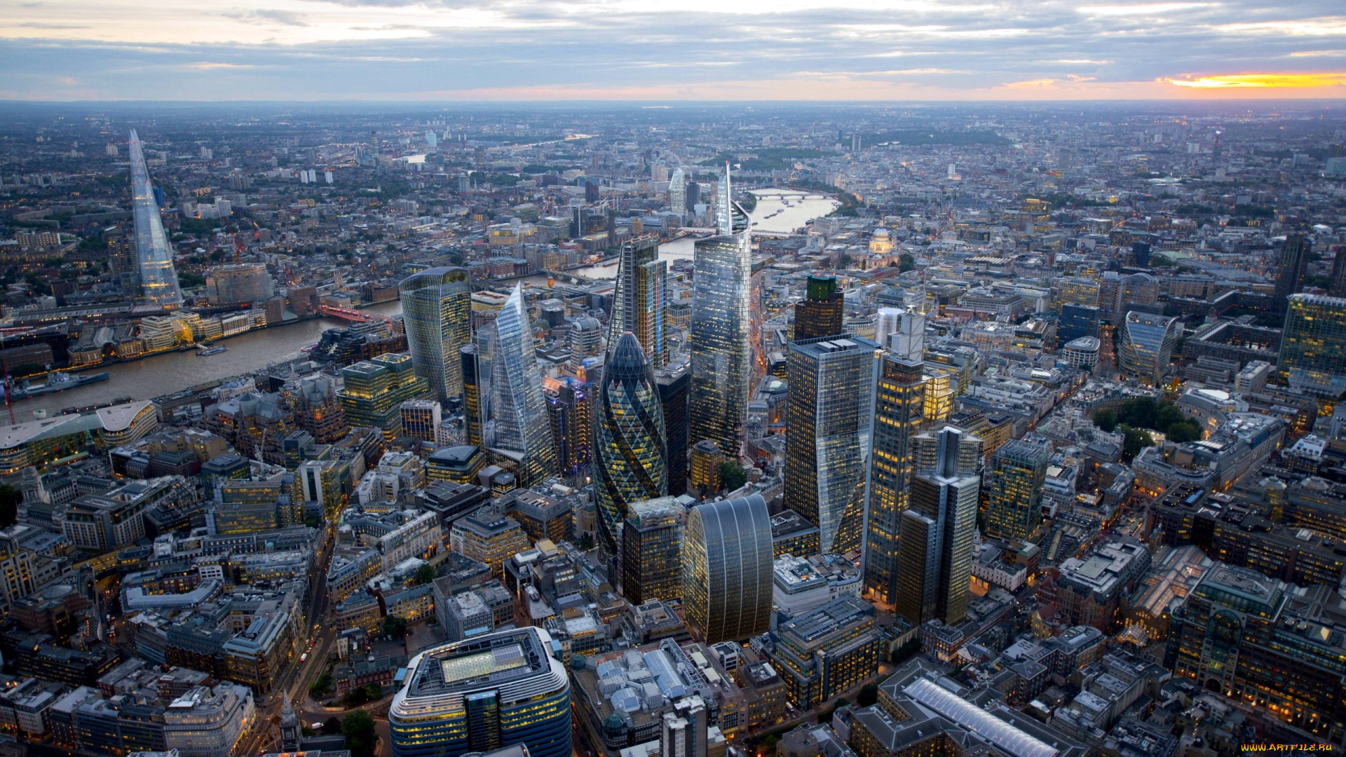 города, лондон, , великобритания, панорама