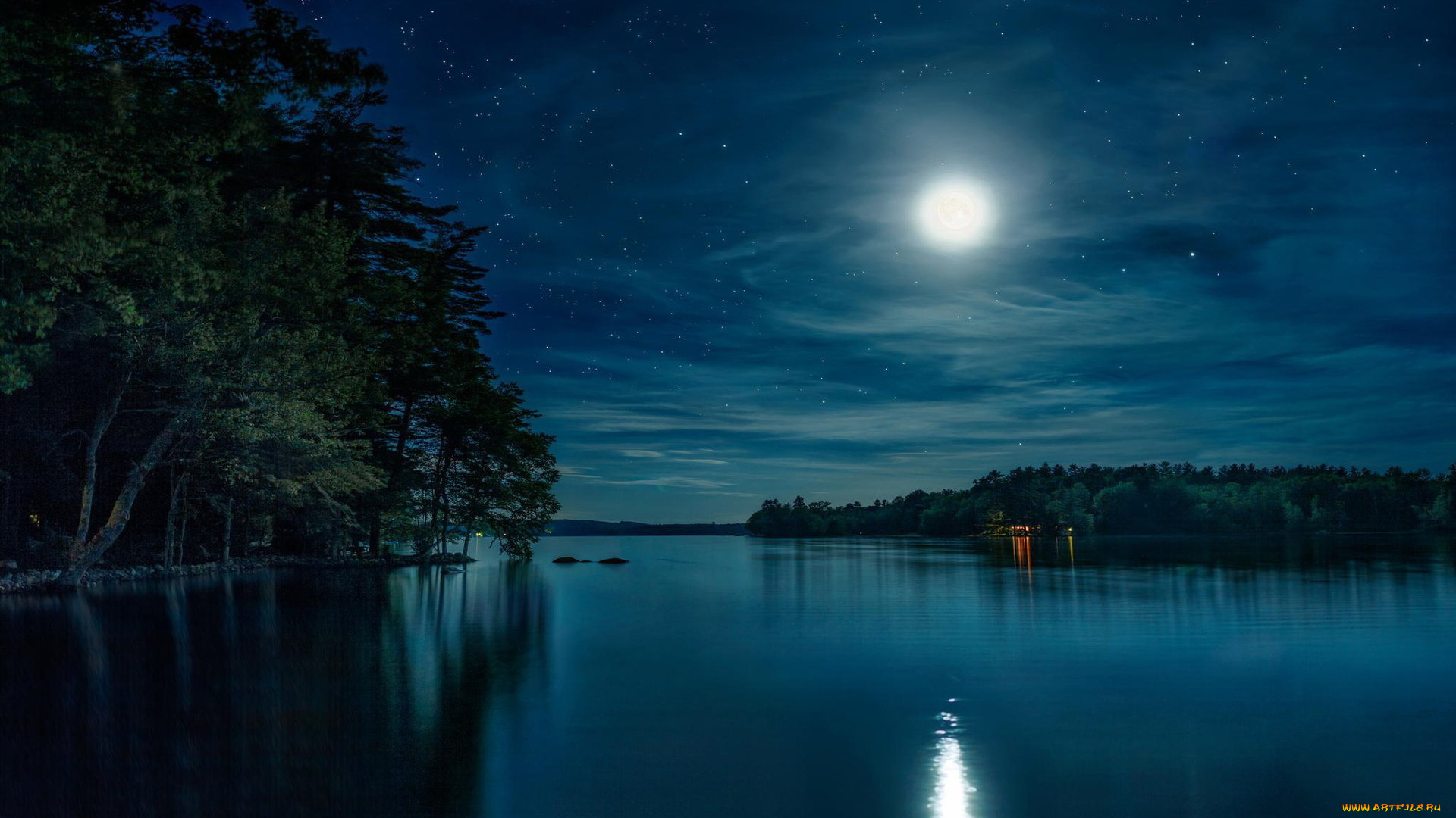 природа, пейзажи, пейзаж, залив, звёзды, небо, ночь, луна
