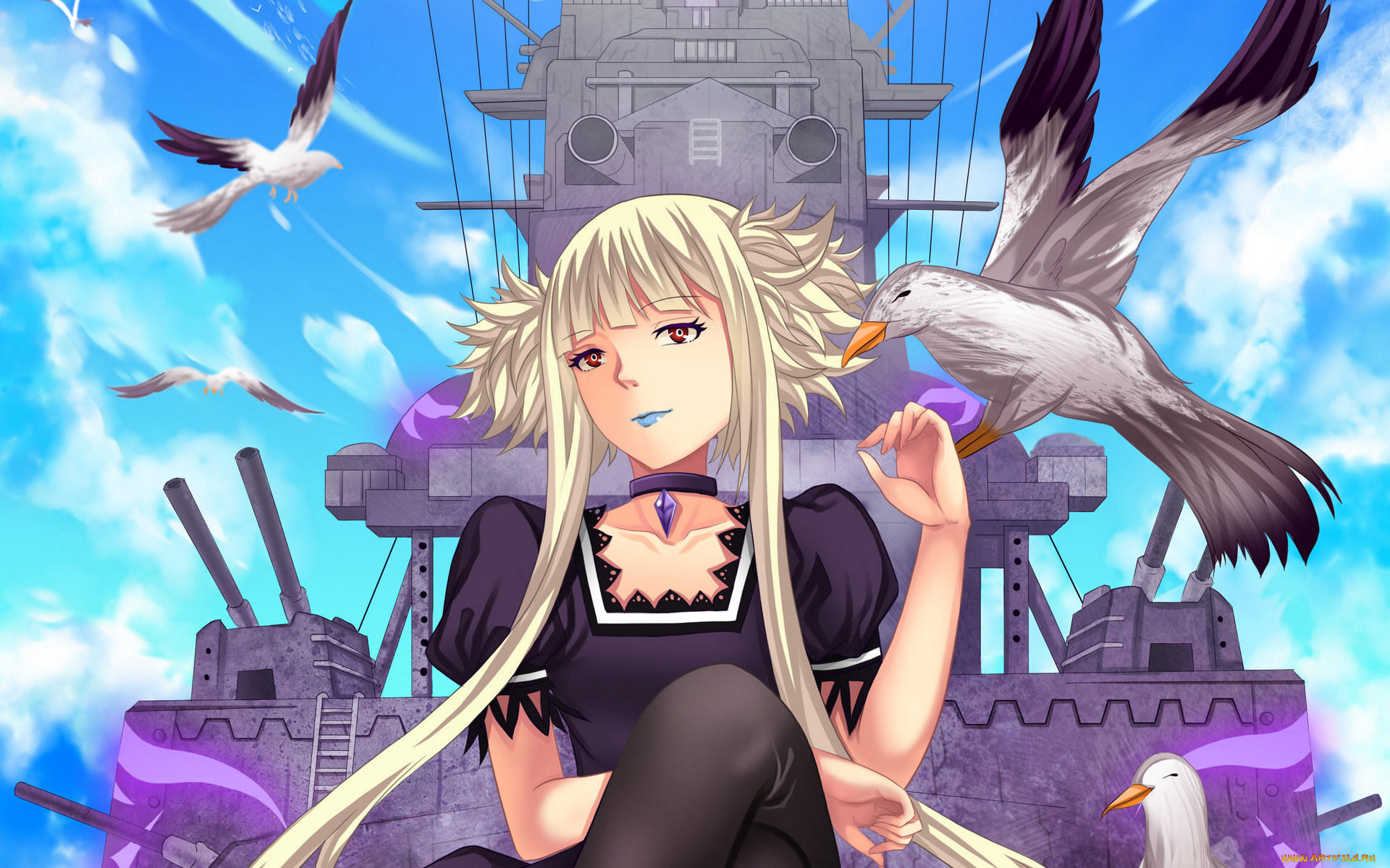 аниме, kantai, collection, фон, взгляд, девушка